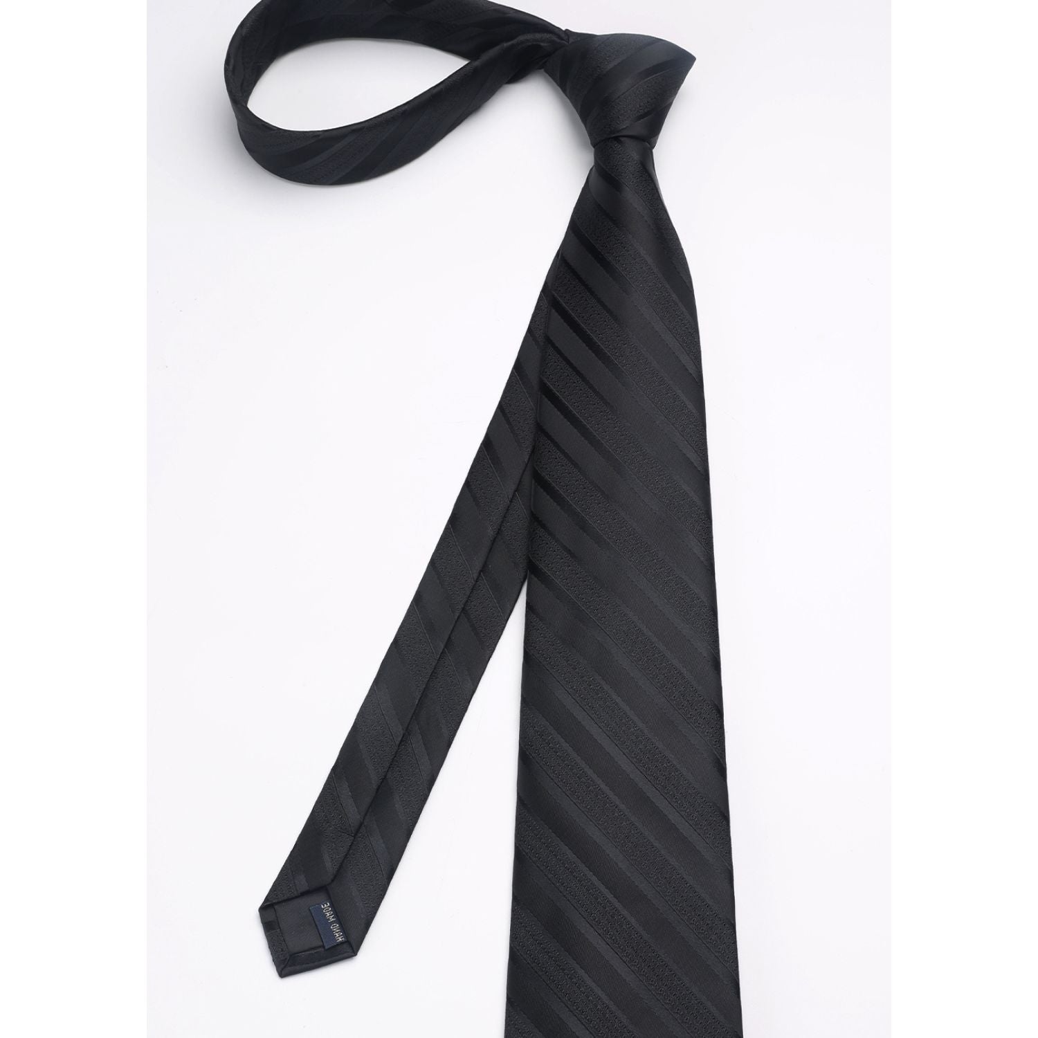 Stripe Tie Handkerchief Cufflinks - C06-BLACK