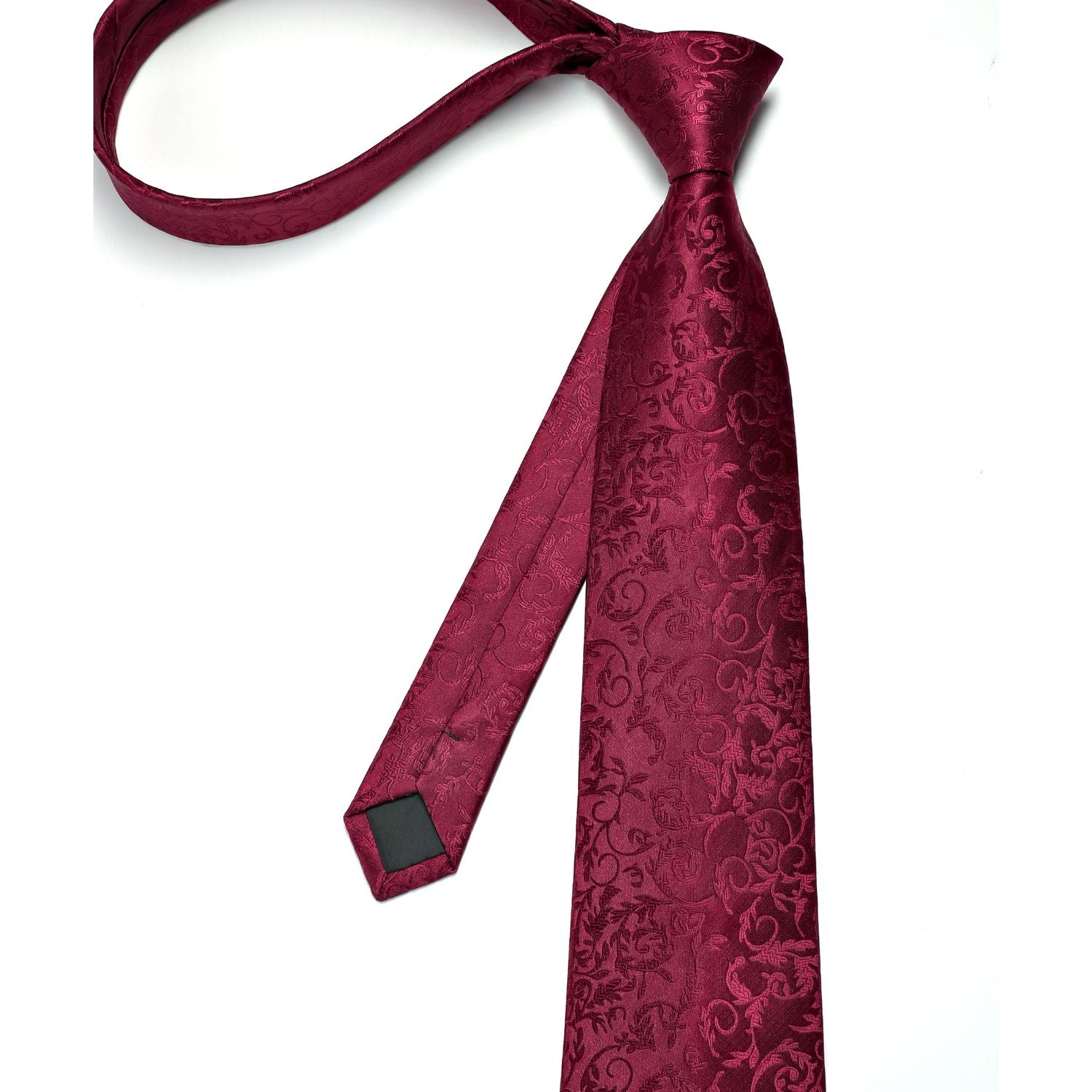Paisley Tie Handkerchief Cufflinks - H3-BURGUNDY