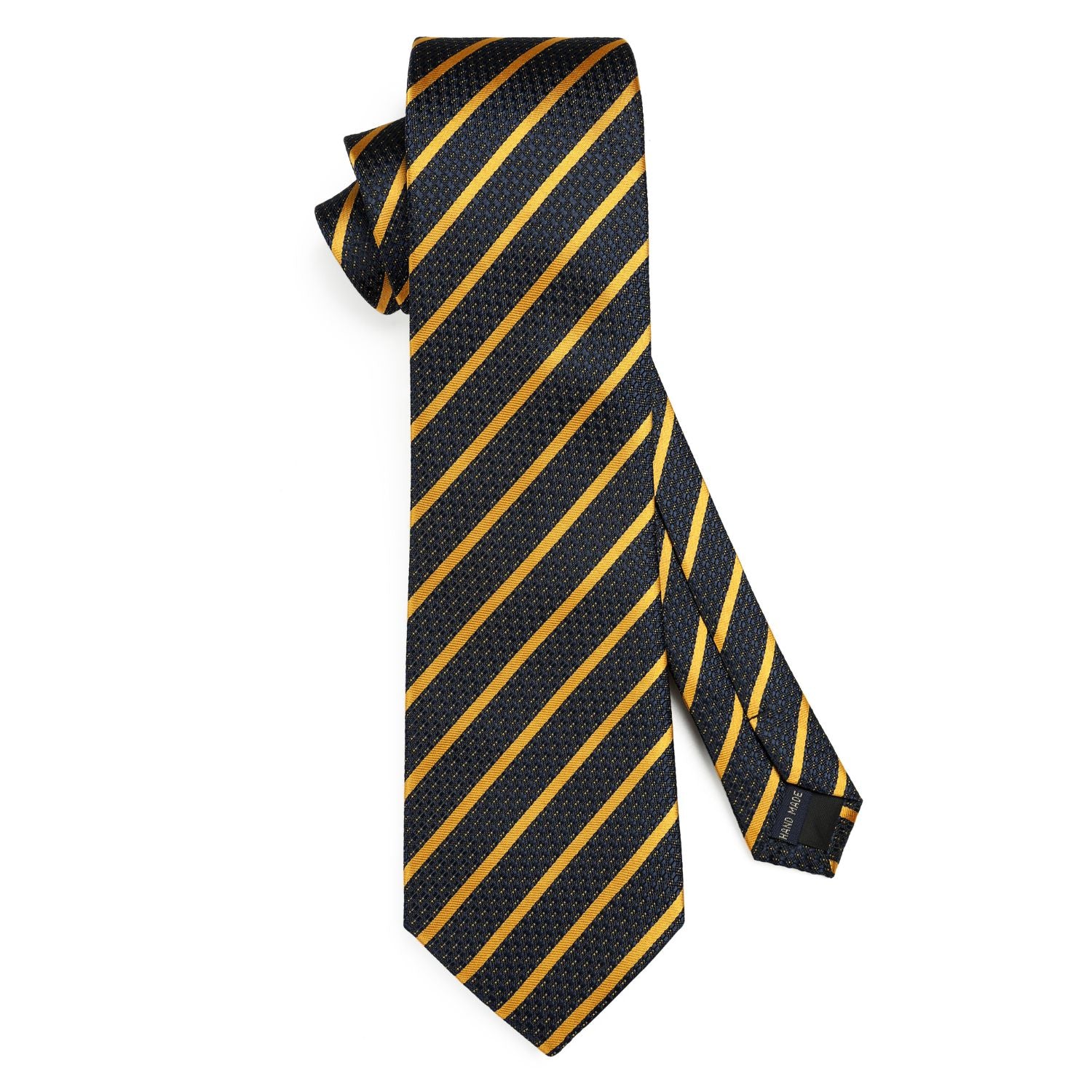 Stripe Tie Handkerchief Set - 13-NAVY BLUE/YELLOW