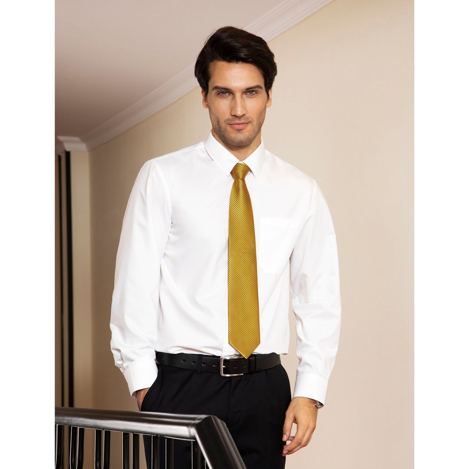 Houndstooth Tie Handkerchief Set - 1-GOLD