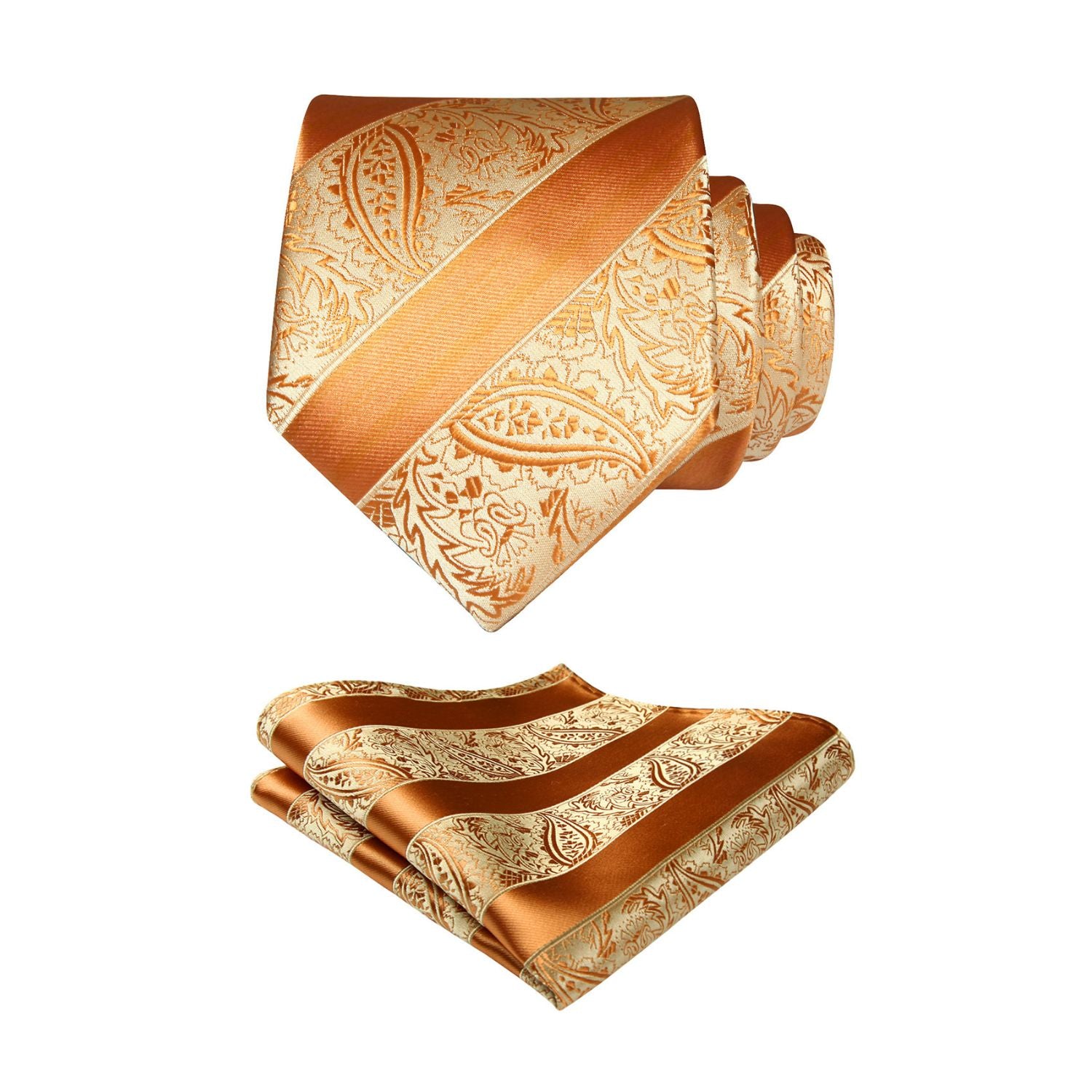 Stripe Tie Handkerchief Set - ORANGE/YELLOW