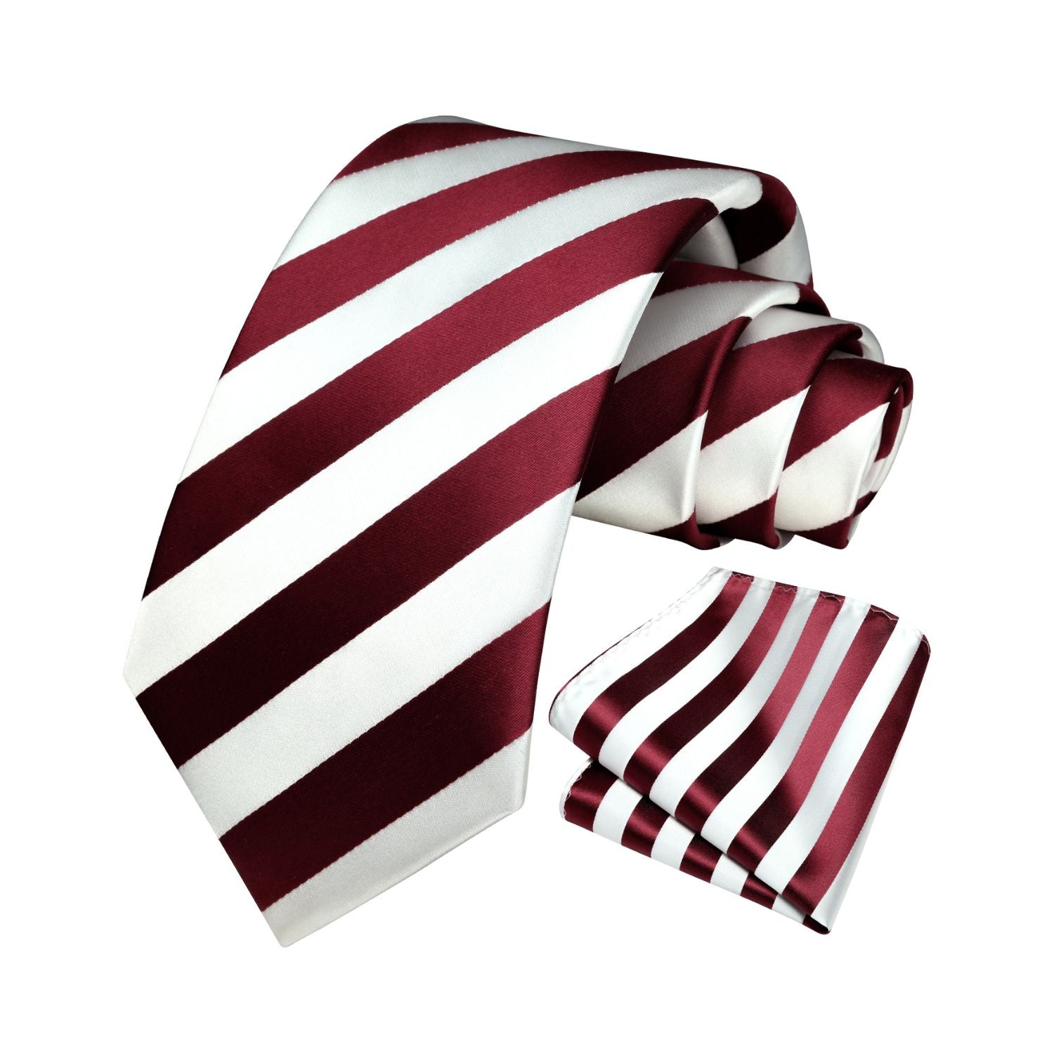 Stripe Tie Handkerchief Set - RED/WHITE