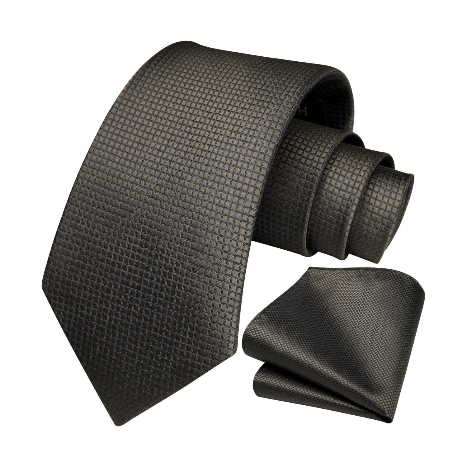 Plaid Tie Handkerchief Set - BROWN-3