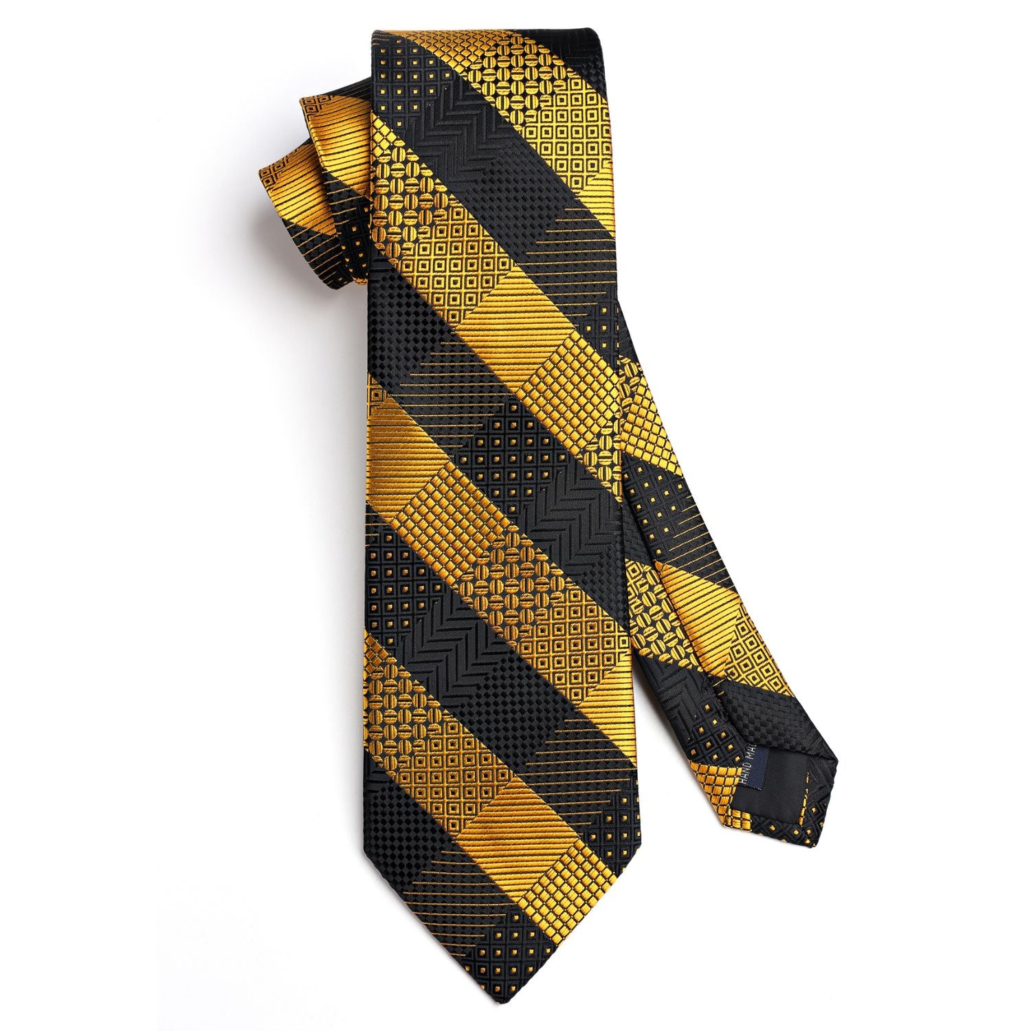 Stripe Tie Handkerchief Set - V- YELLOW-3