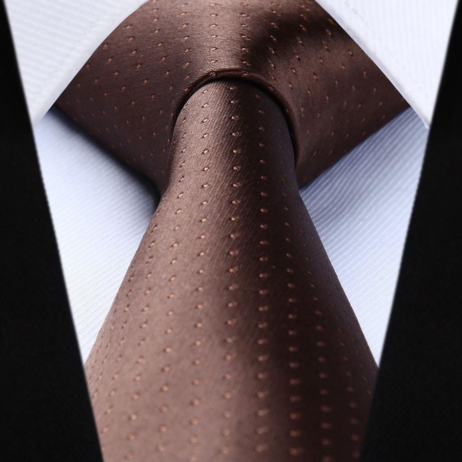 Polka Dot Tie Handkerchief Set - A14-BROWN