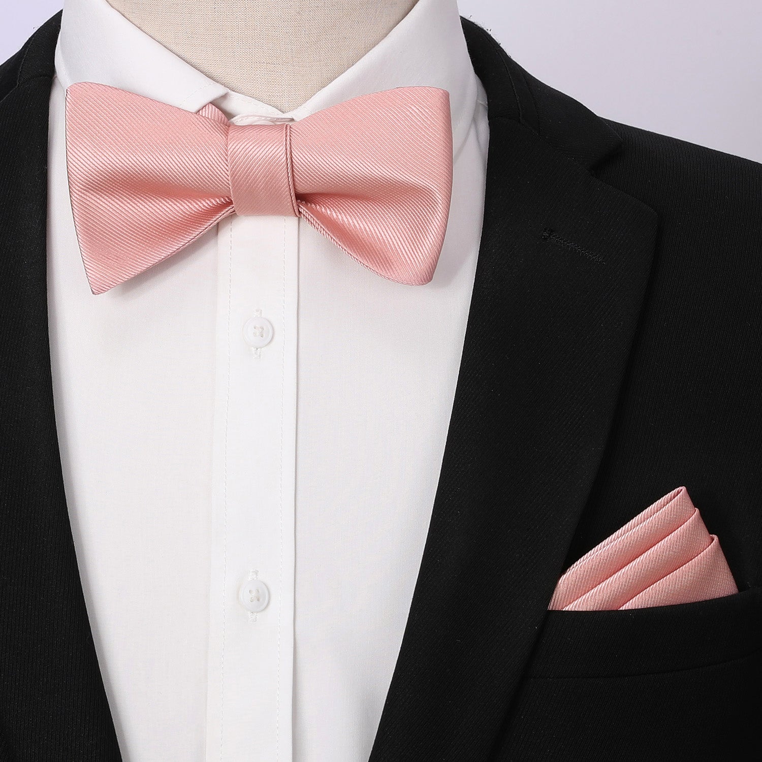 Solid Bow Tie & Pocket Square - B2-BLUSH