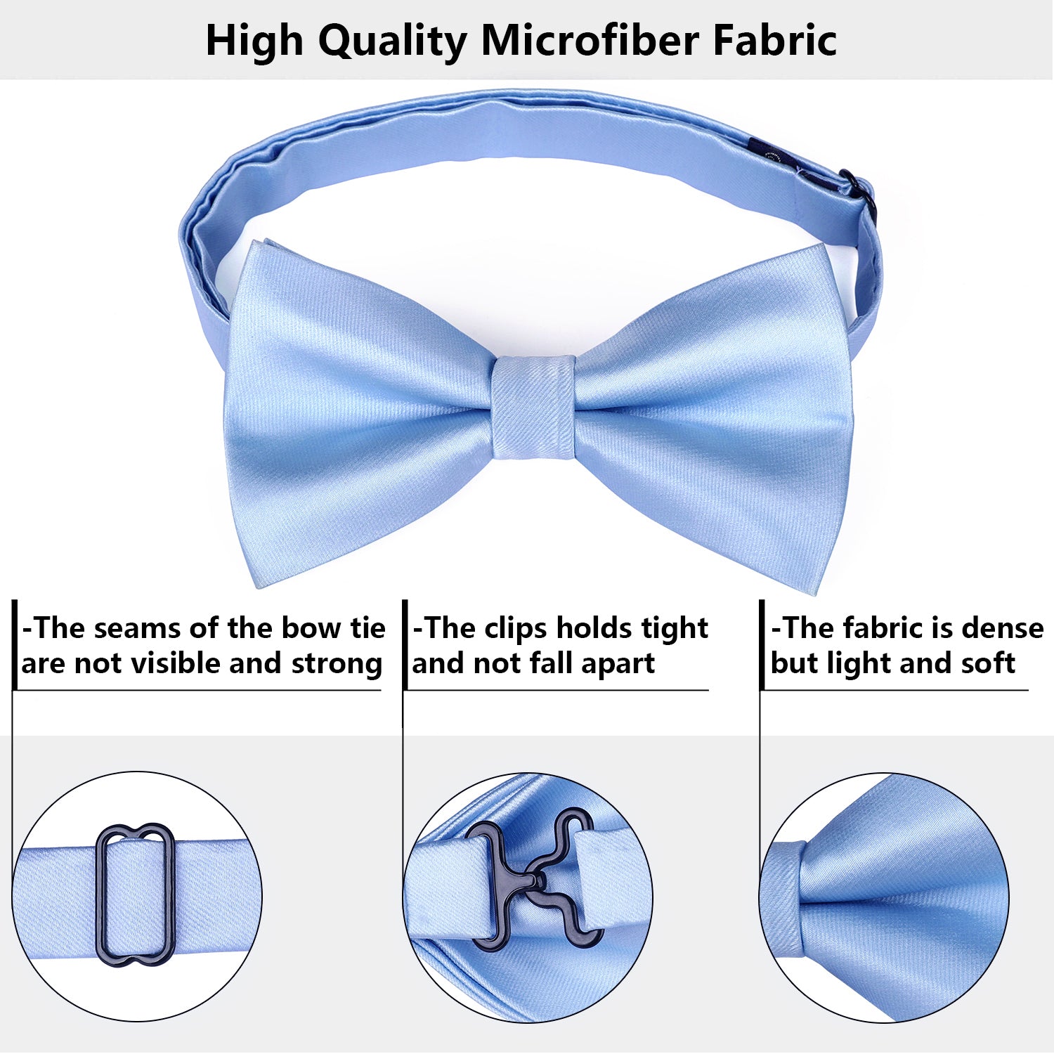 Solid Pre-Tied Bow Tie & Pocket Square - BLUE 11