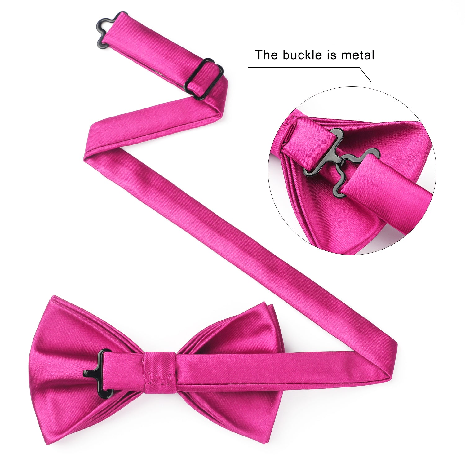 Solid Pre-Tied Bow Tie & Pocket Square - DARK PINK