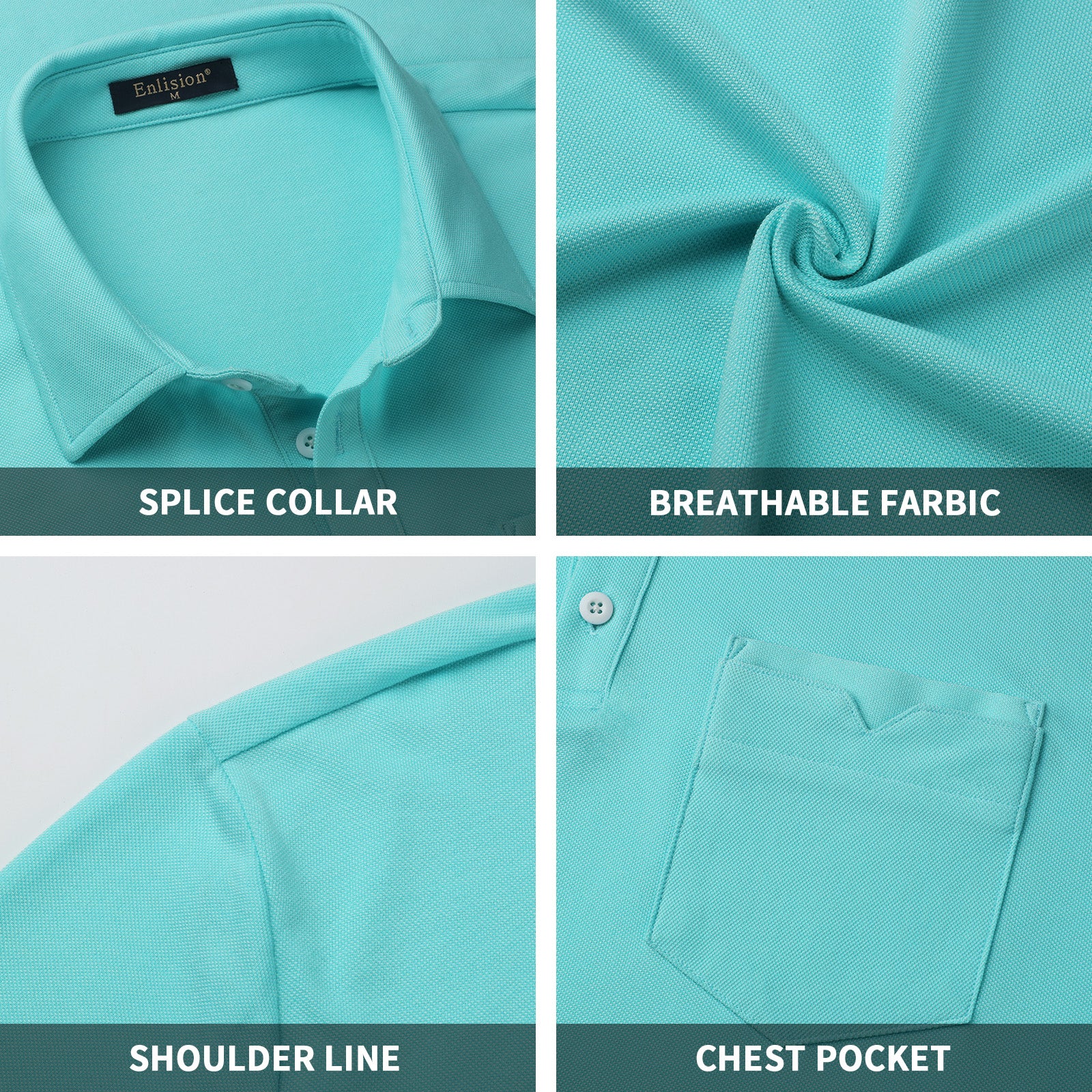 Polo Shirts Short Sleeve with Pocket - AQUA BLUE