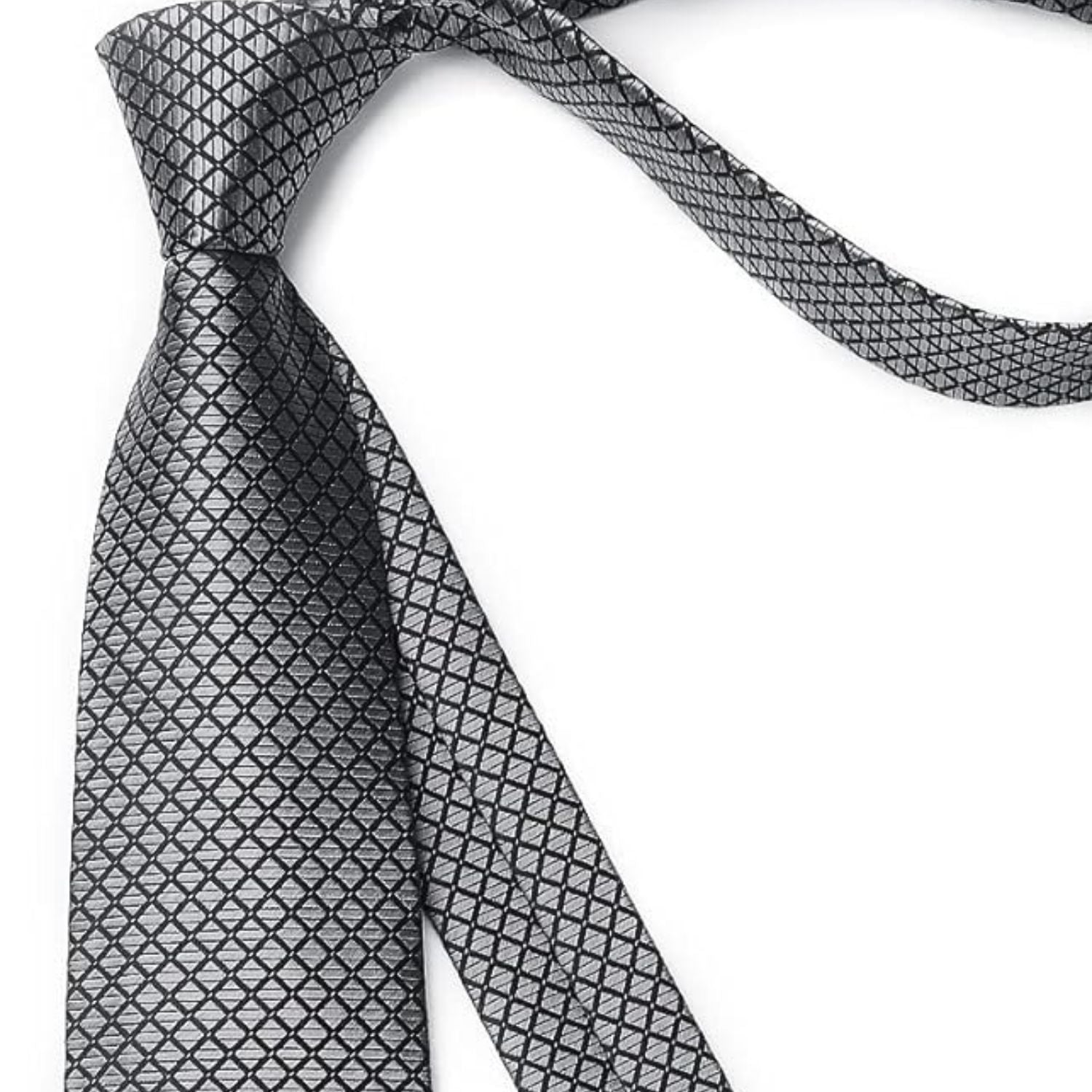 Men's Plaid Tie Handkerchief Clip - GREY-6