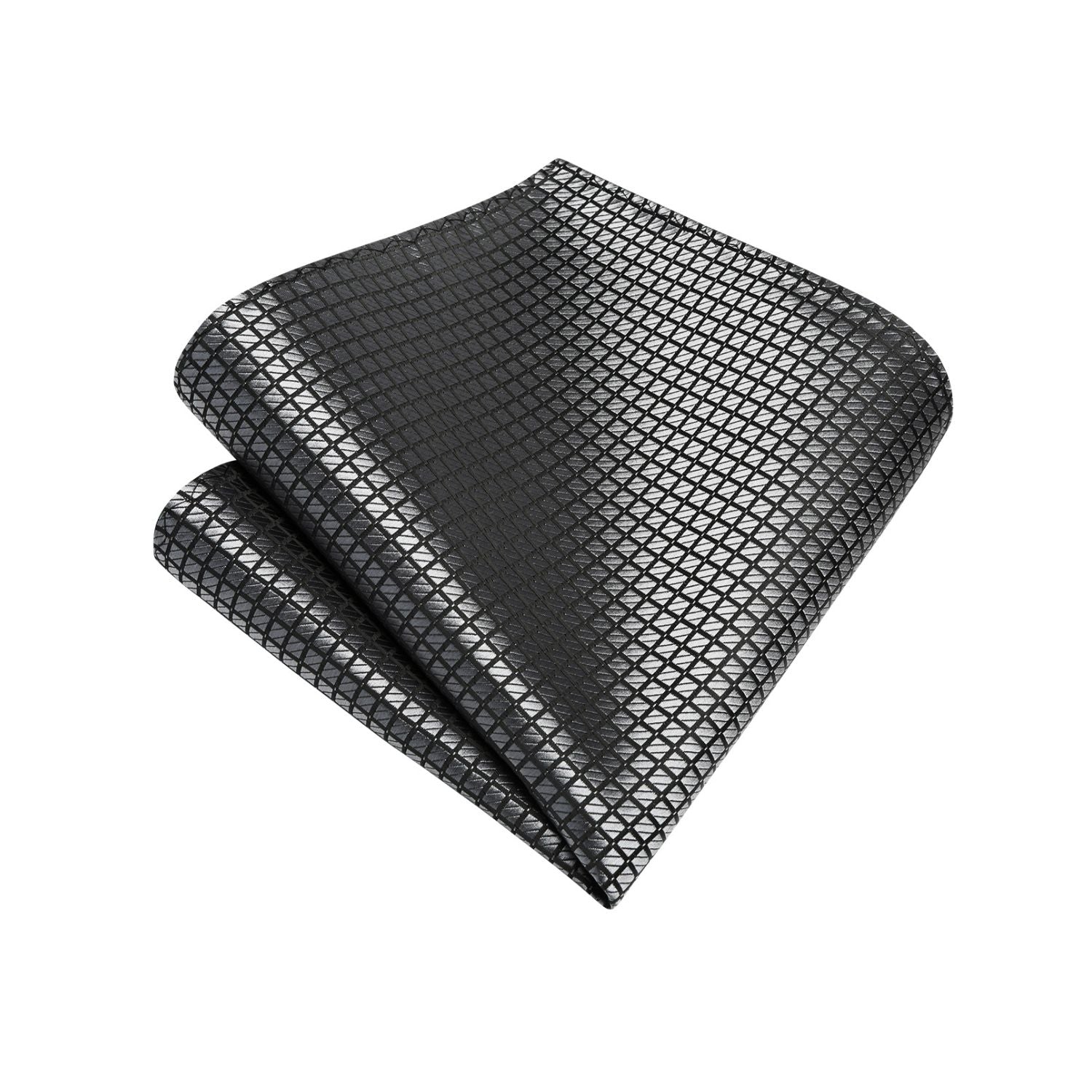 Men's Plaid Tie Handkerchief Clip - GREY-6