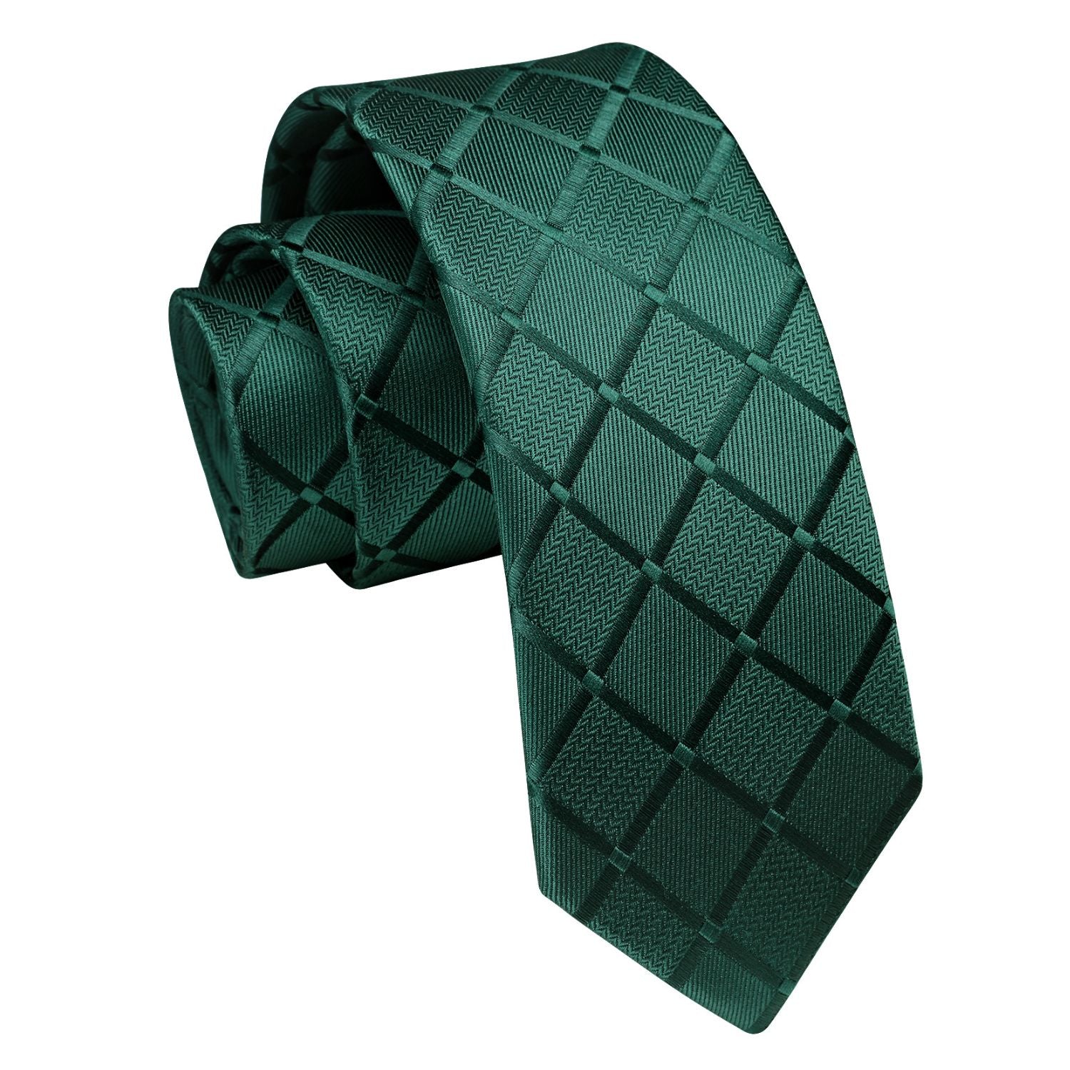 Plaid 2.17'' Skinny Formal Tie - A- GREEN
