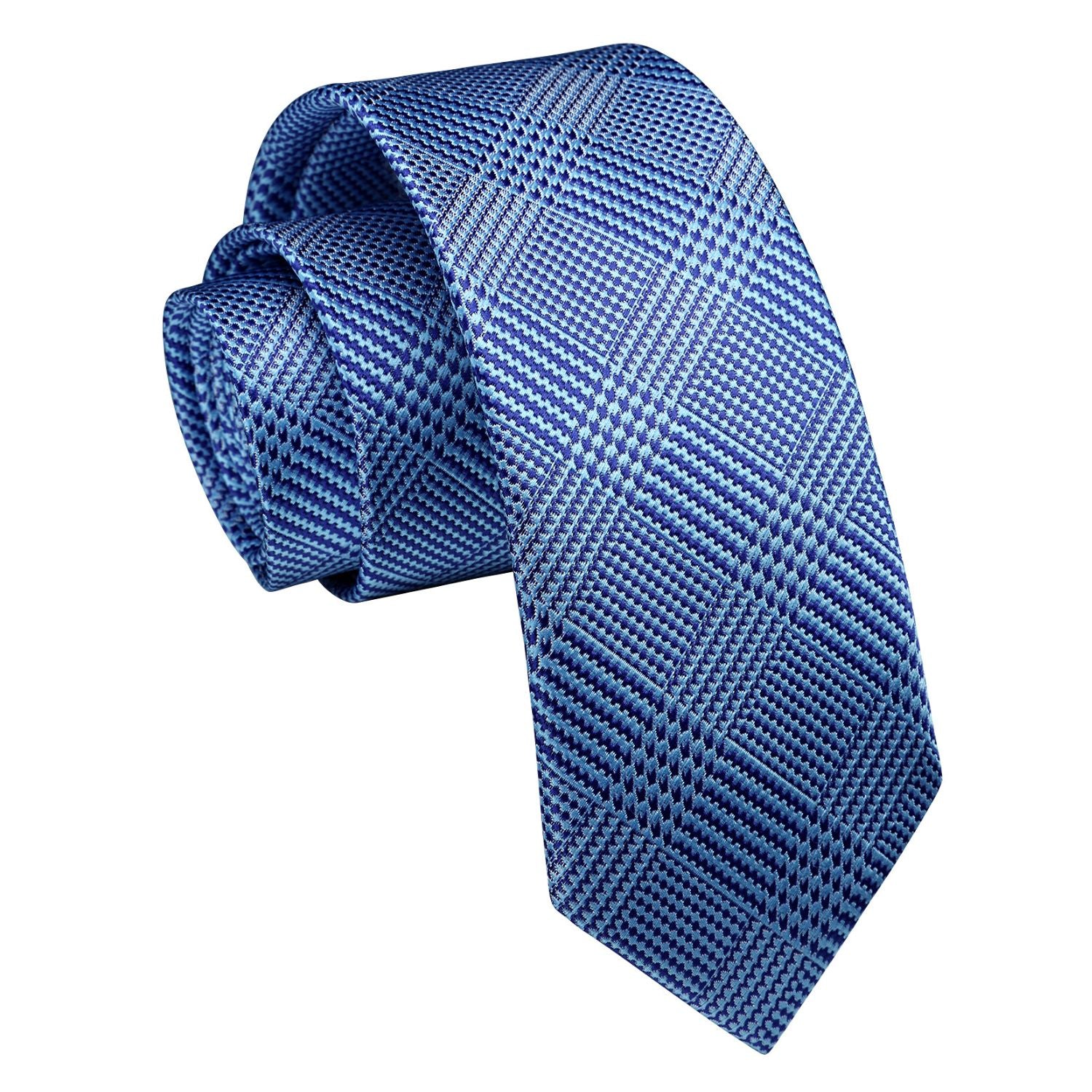 Plaid 2.17'' Skinny Formal Tie - A- BLUE