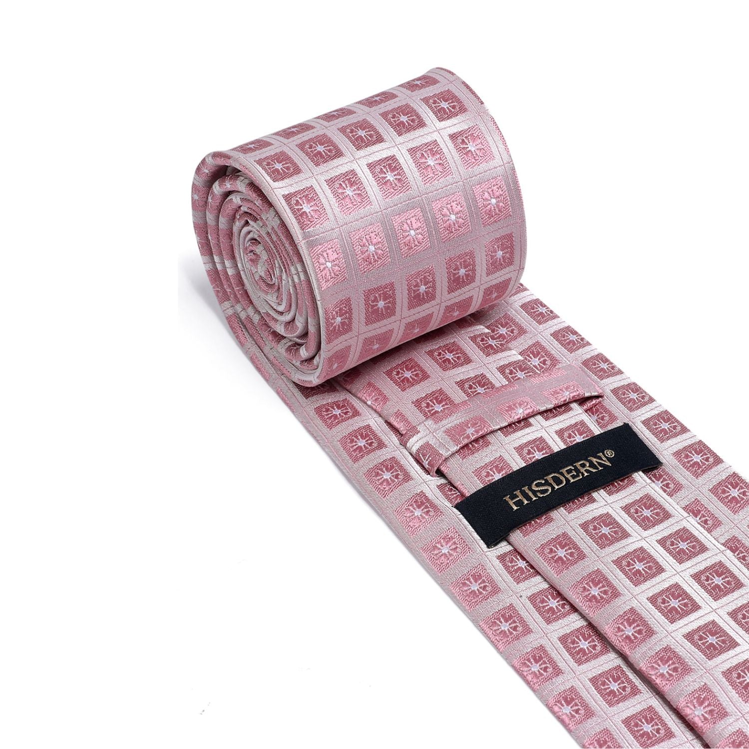 Plaid Tie Handkerchief Set - C-PINK CHECKERED 2