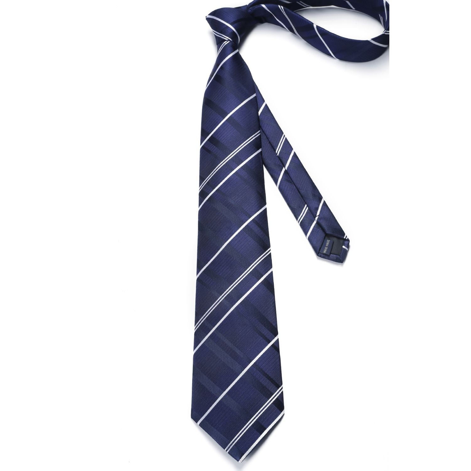 Men's Plaid Tie Handkerchief Clip - B04-NAVY BLUE