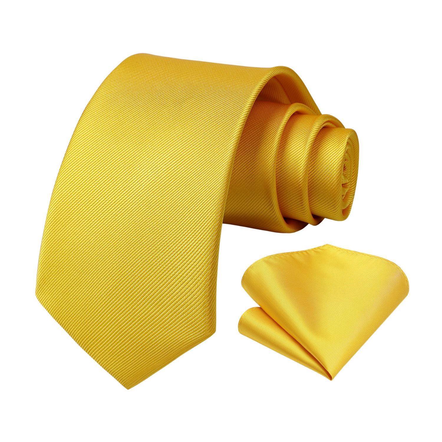 Solid Tie Handkerchief Set - N-YELLOW/MUSTARD