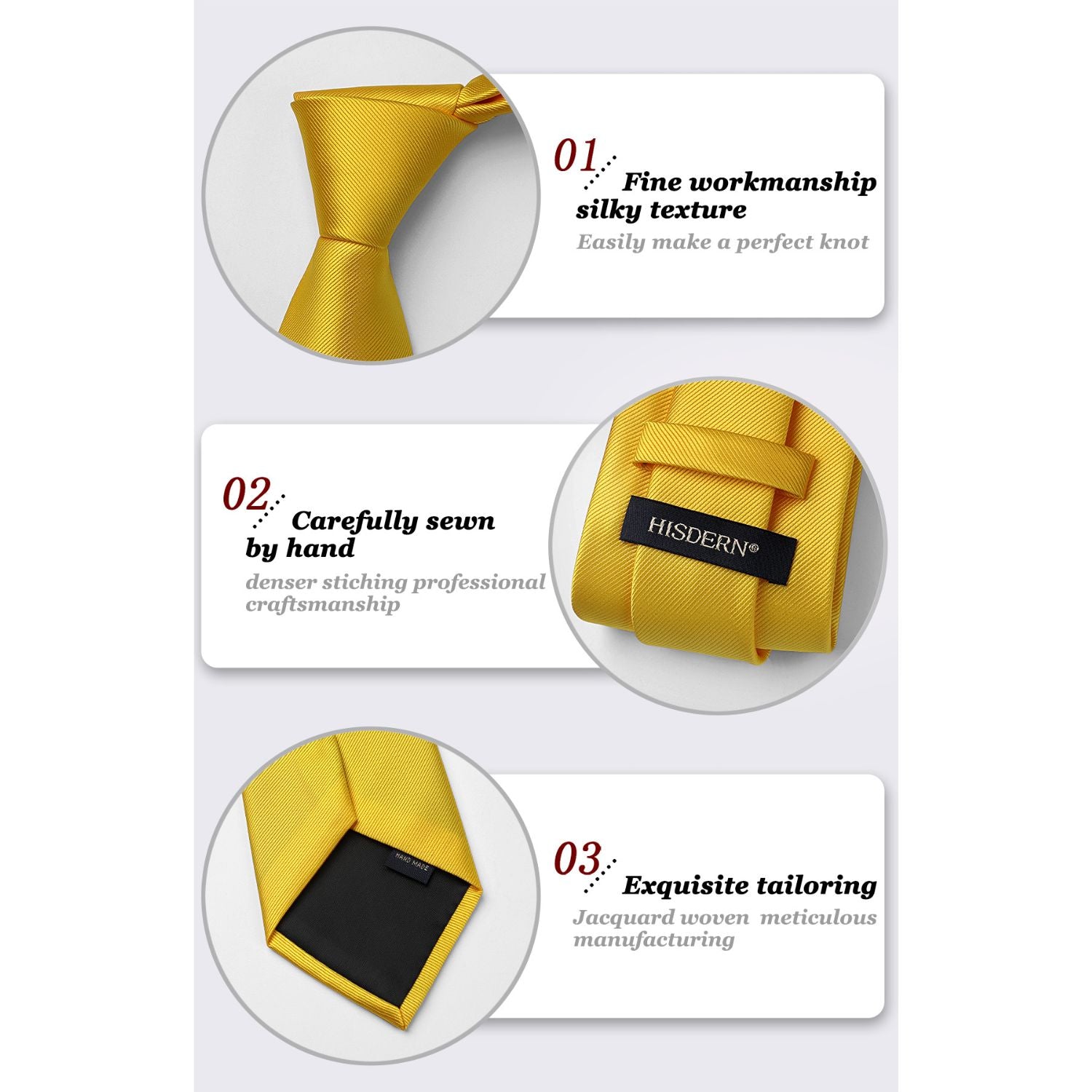 Solid Tie Handkerchief Set - N-YELLOW/MUSTARD