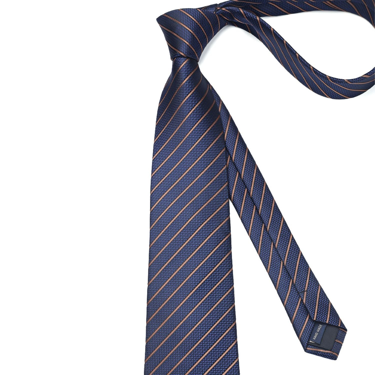 Stripe Tie Handkerchief Set - 17 NAVY BLUE/YELLOW