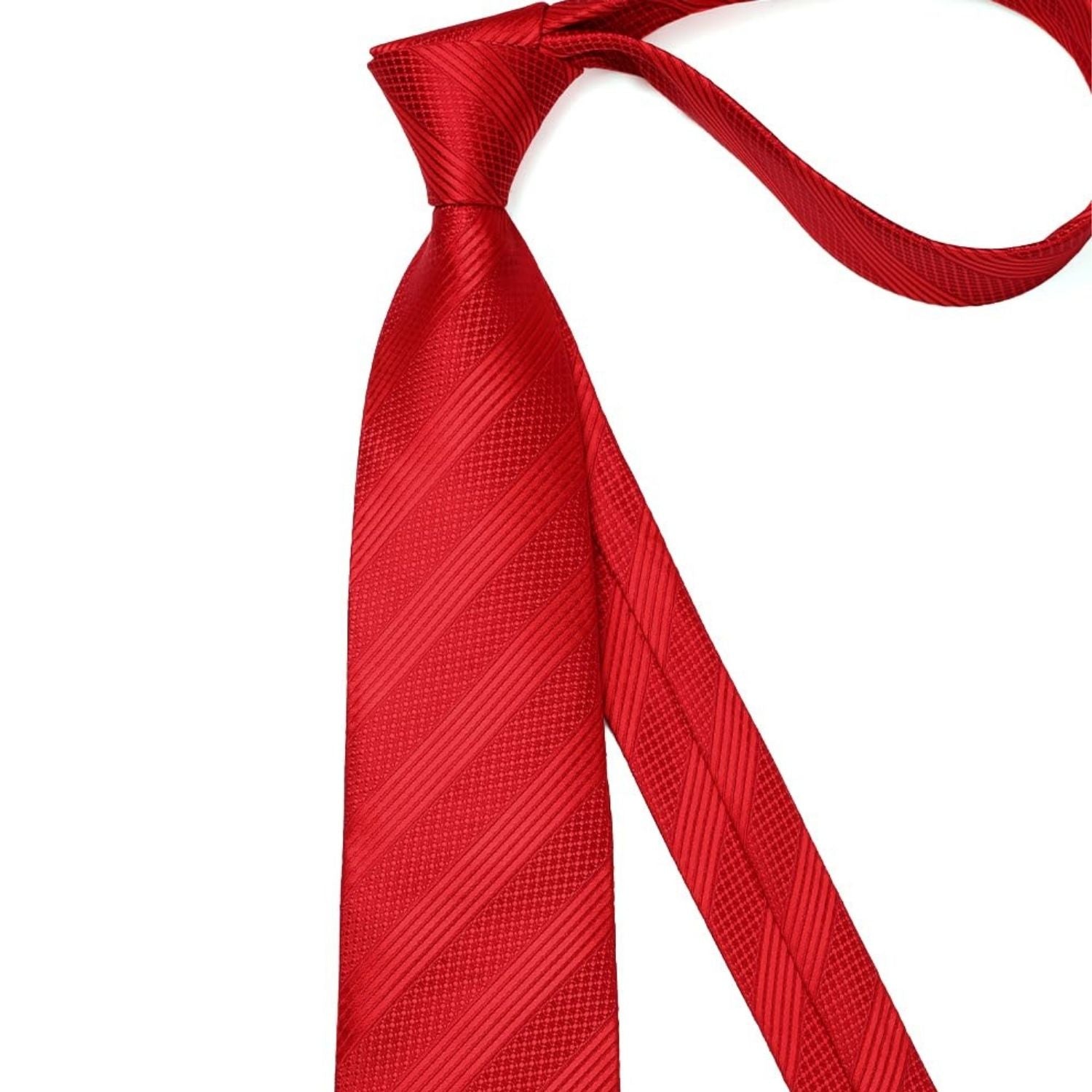 Stripe Tie Handkerchief Set - RED-1