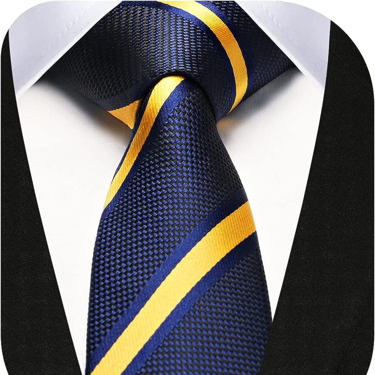 Stripe 2.17' Skinny Formal Tie - D- BLUE/YELLOW
