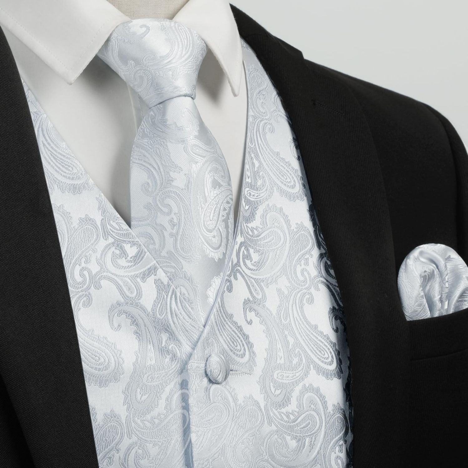 Paisley 3pc Suit Vest Set - E-WHITE 3