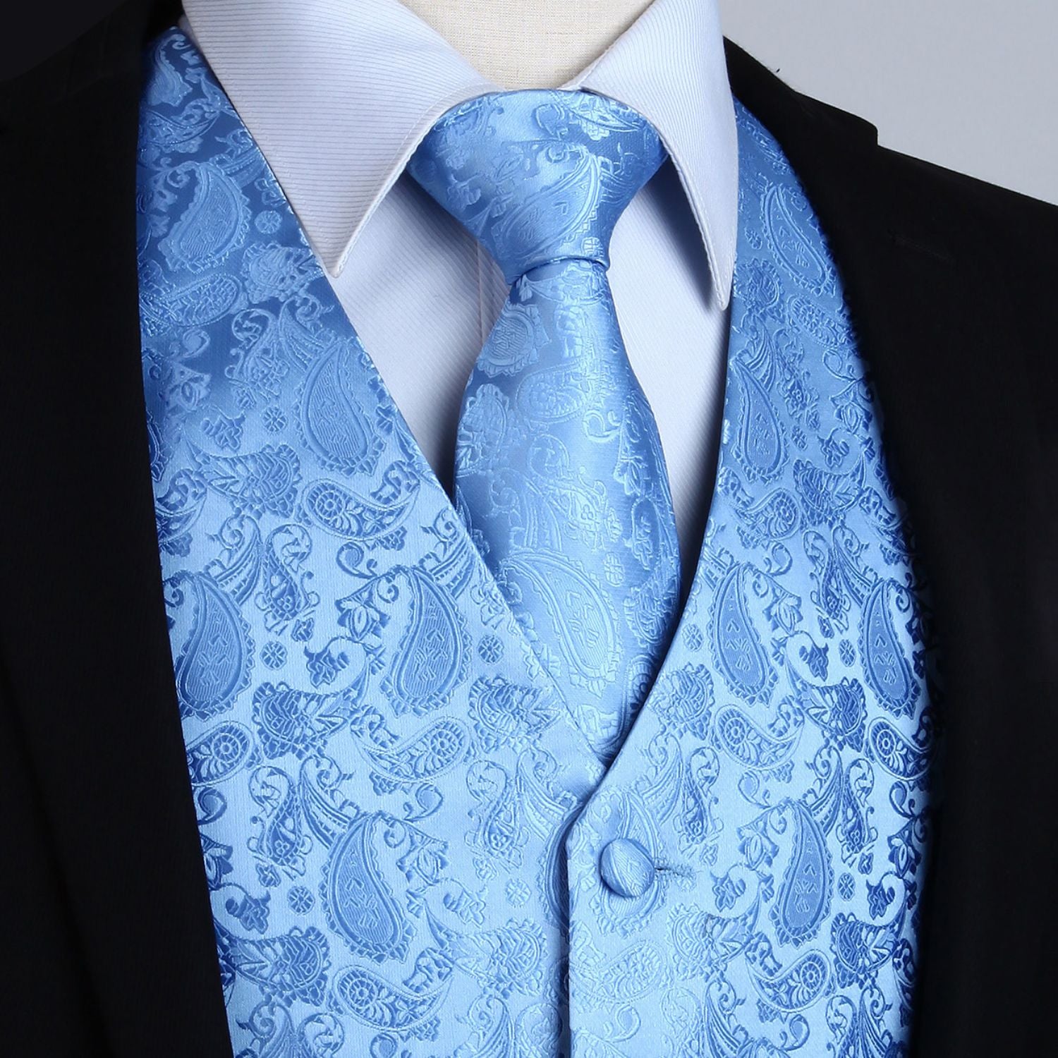 Paisley 3pc Suit Vest Set - D Baby Blue