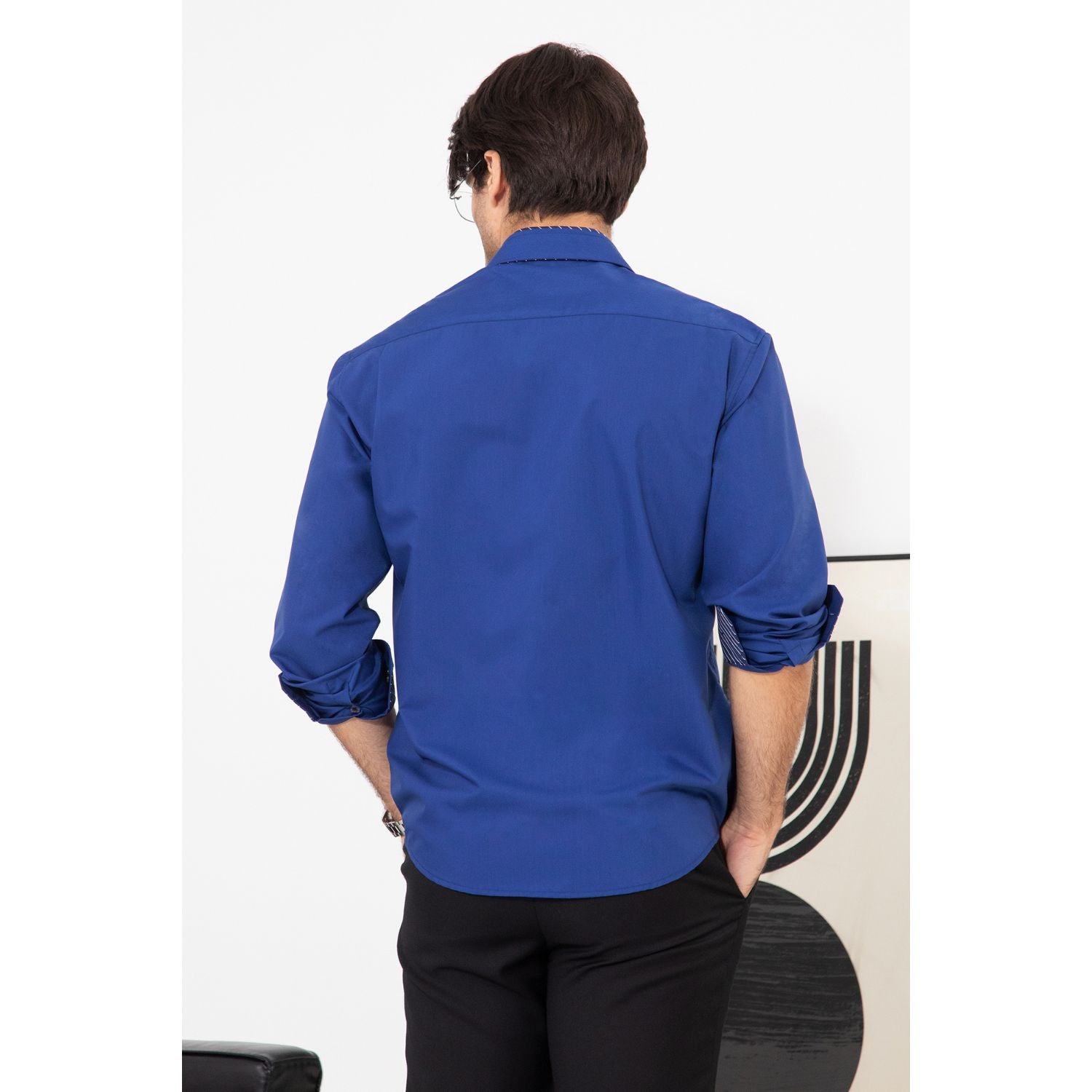 Casual Formal Shirt with Pocket - ROYAL BLUE