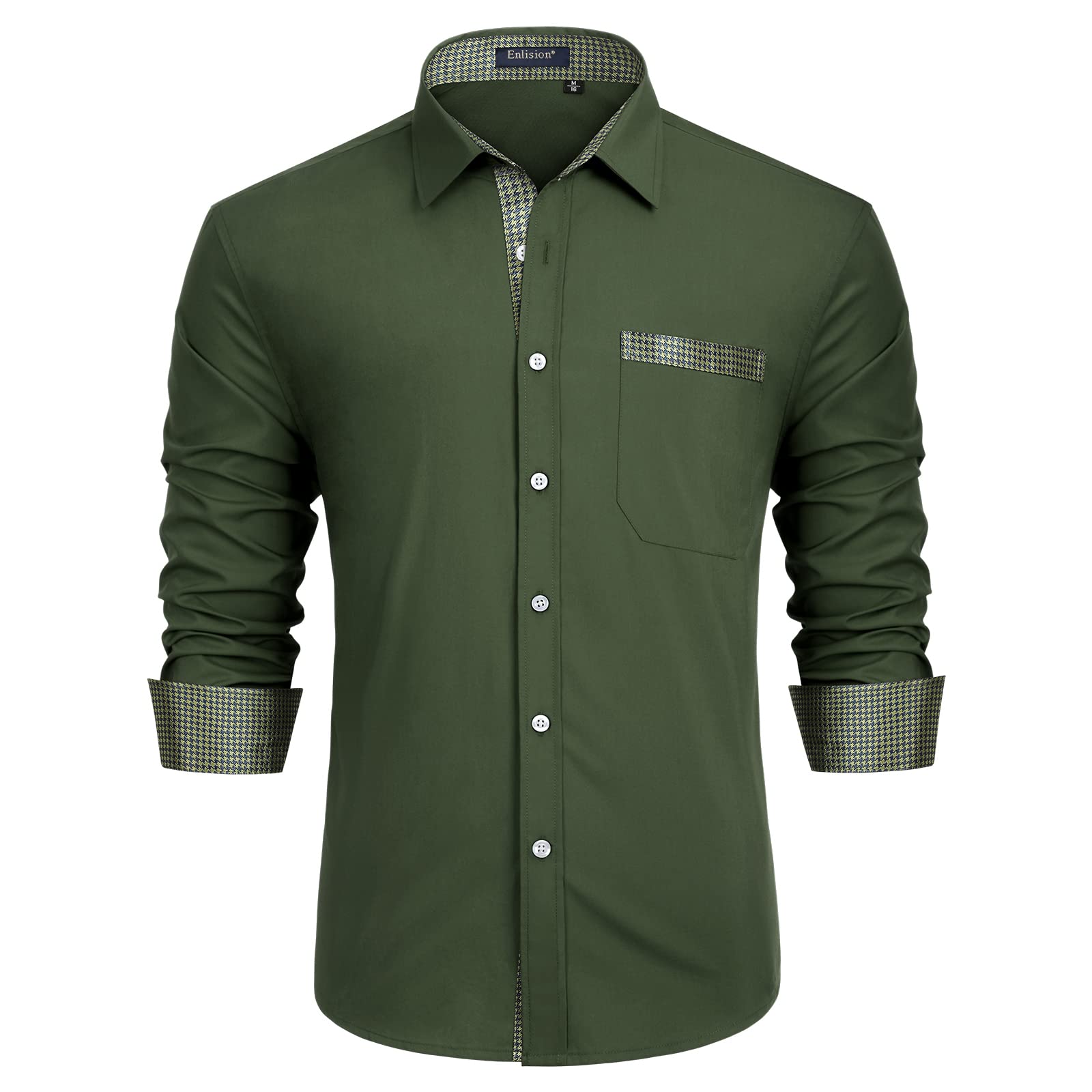 Casual Formal Shirt with Pocket - GREEN