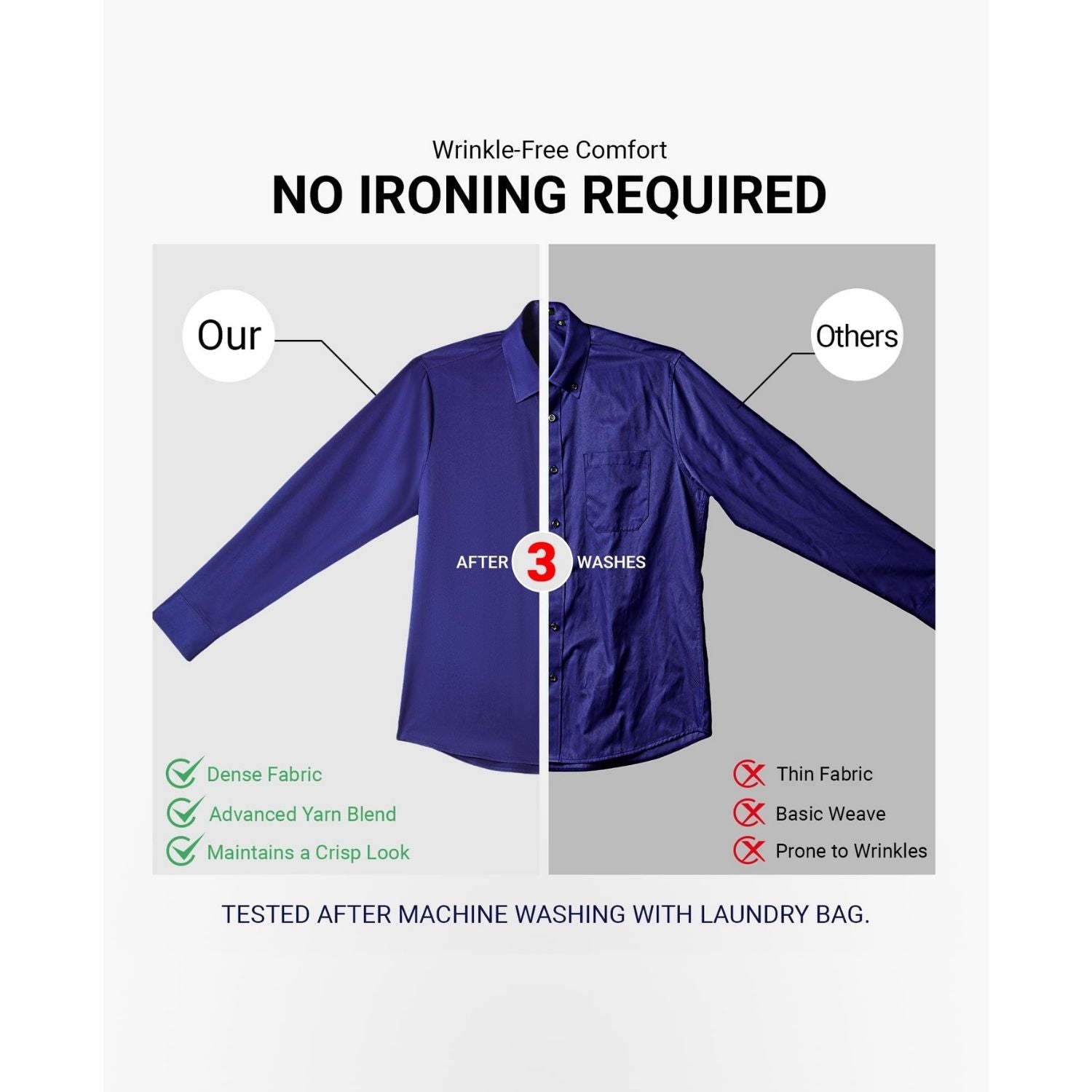 Men's Non-Iron Dress Shirt Long Sleeve 4-Way Stretch Wrinkle Free Royal Blue Formal Shirt