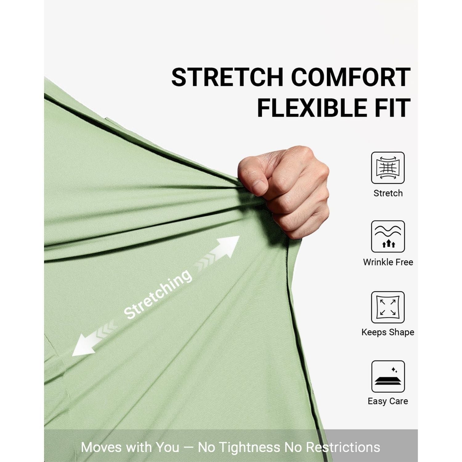 Men's Non-Iron Dress Shirt Long Sleeve 4-Way Stretch Wrinkle Free Sage Green Formal Shirt