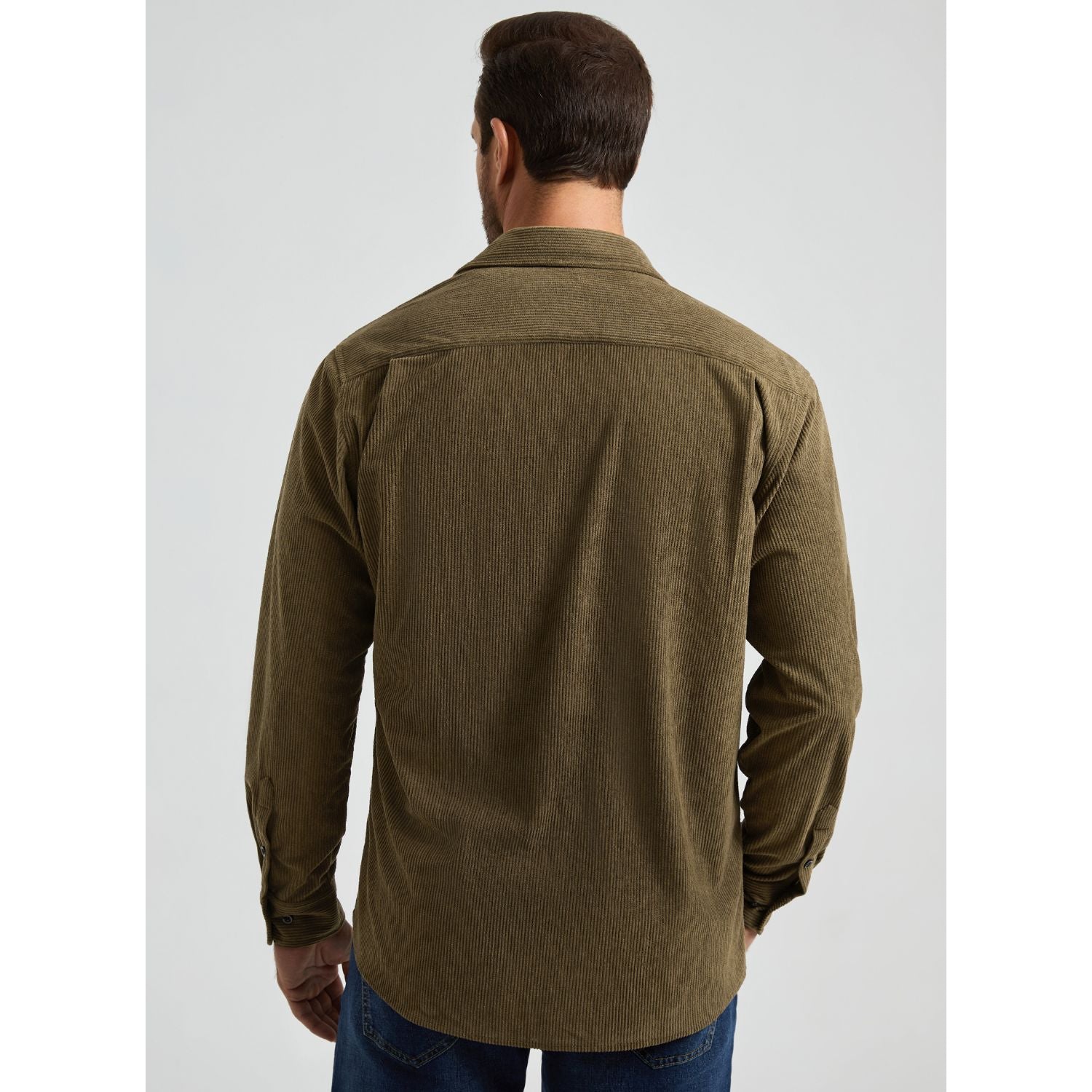 Men's Corduroy Jacket Classic Brown Casual Shirt with Flap Pockets