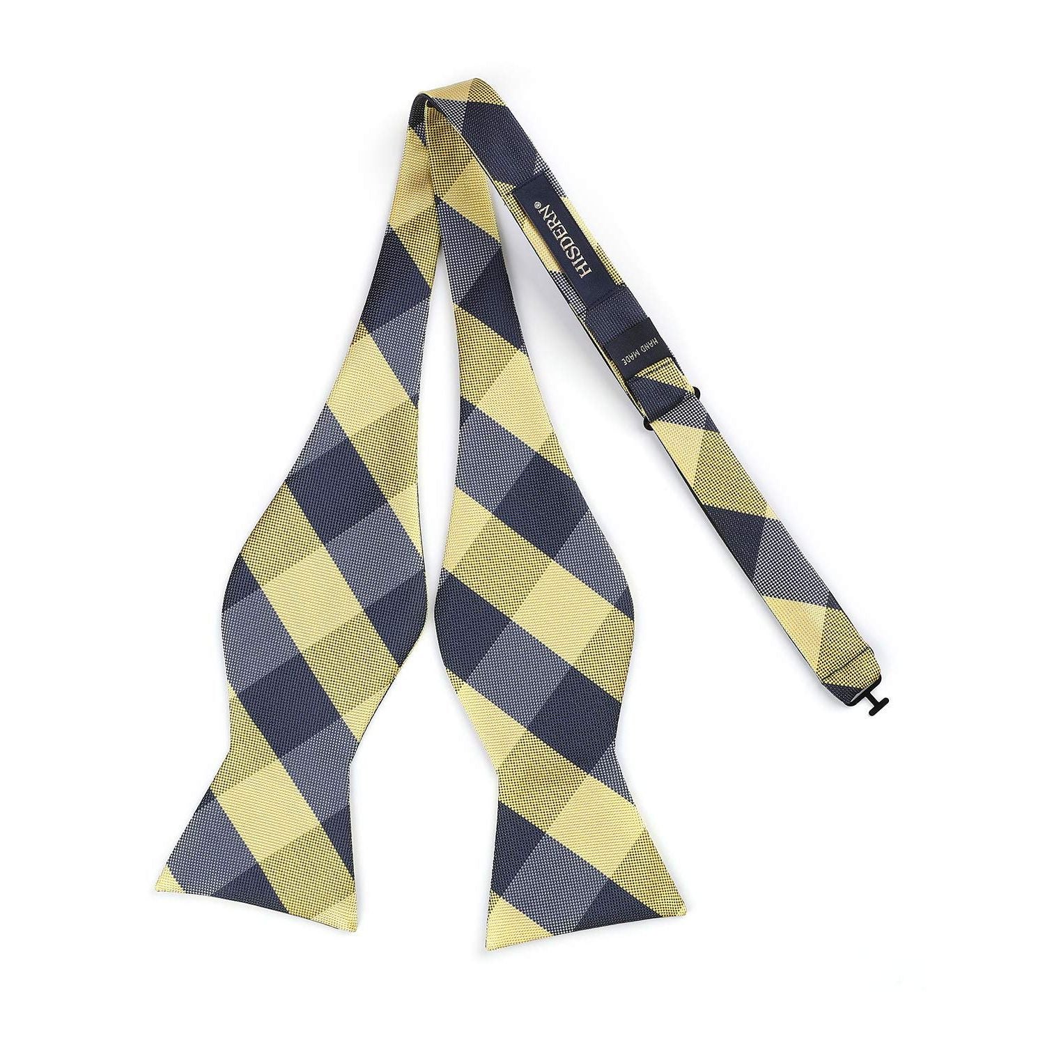Plaid Bow Tie & Pocket Square Sets - E-NAVY BLUE/YELLOW