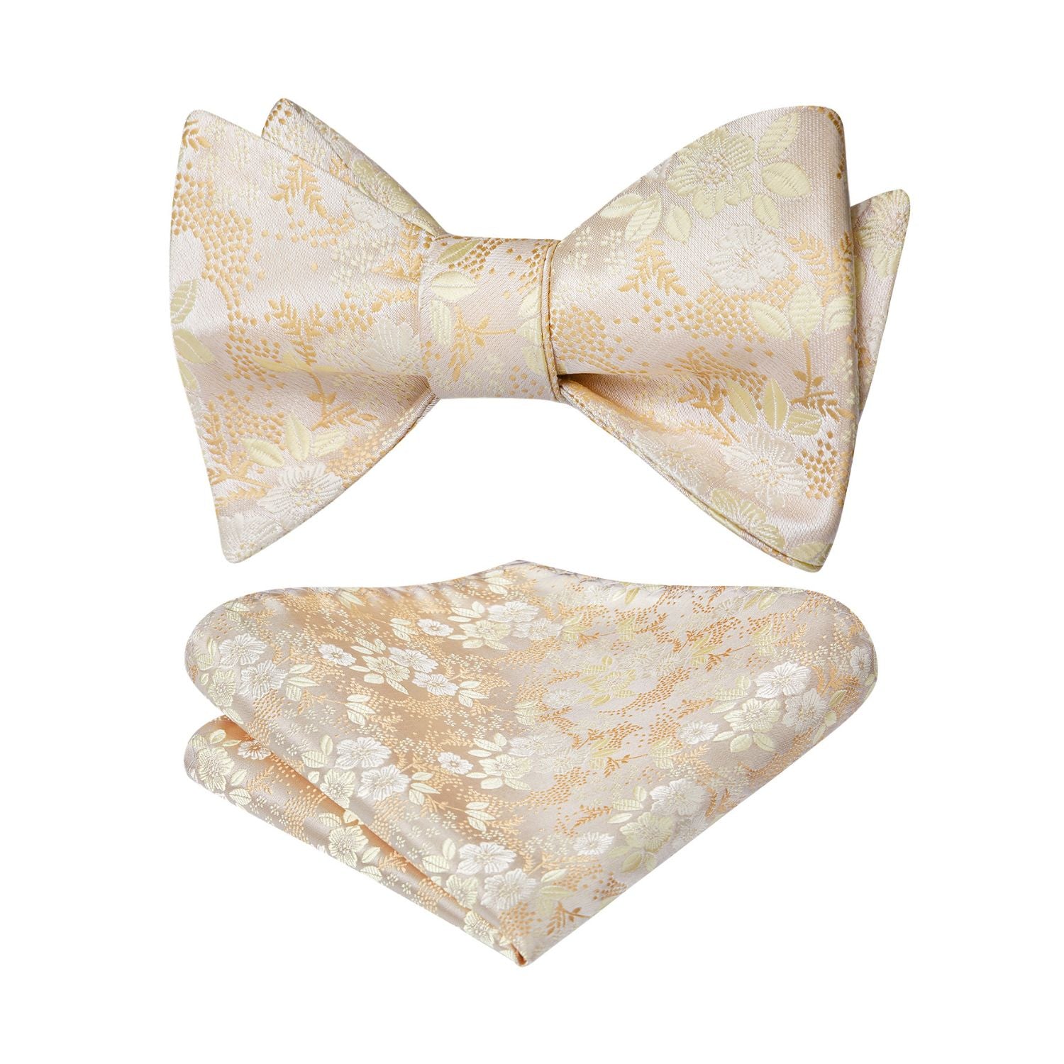 Floral Bow Tie & Pocket Square - G-021 CHAMPAGNE