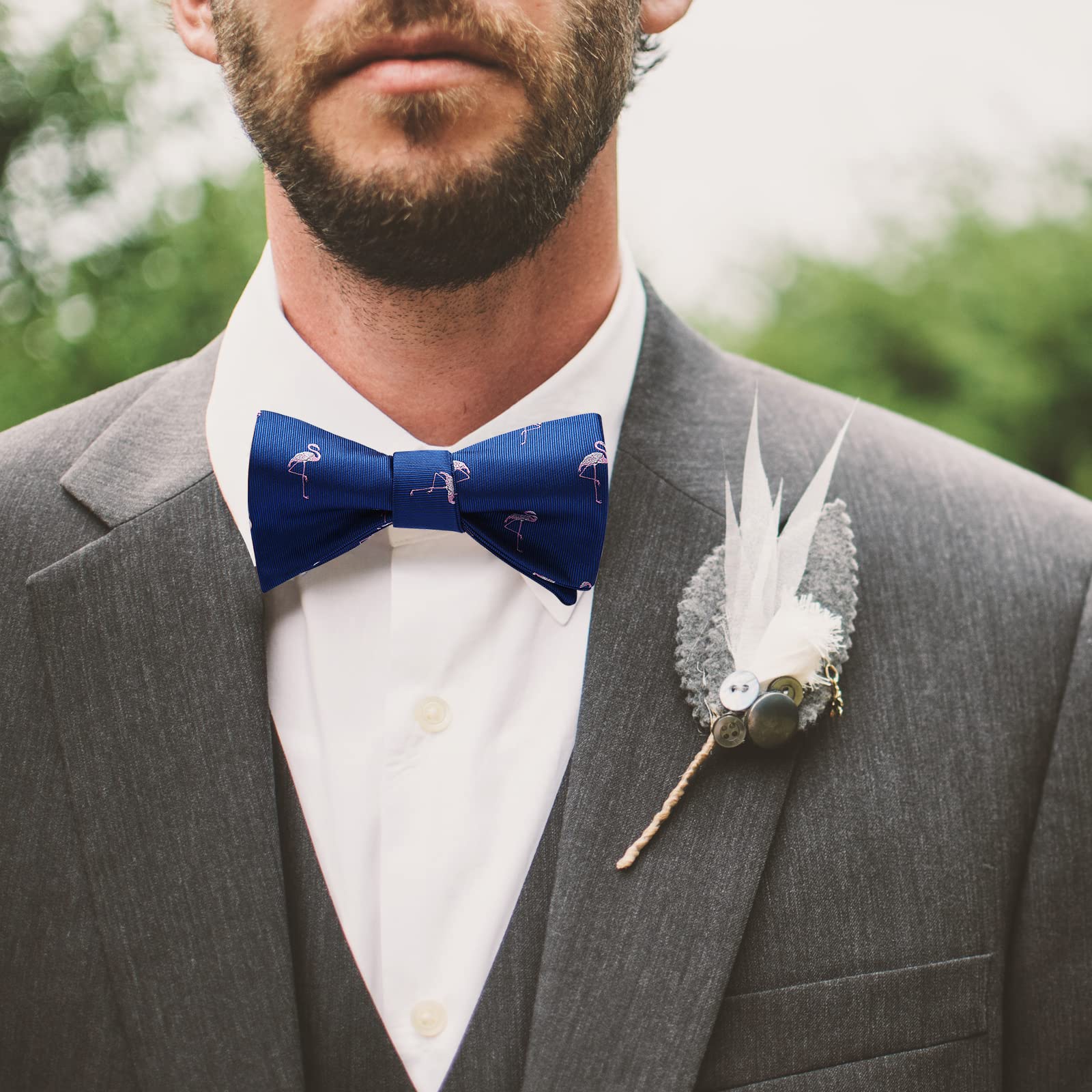 Flamingo Bow Tie & Pocket Square - BLUE