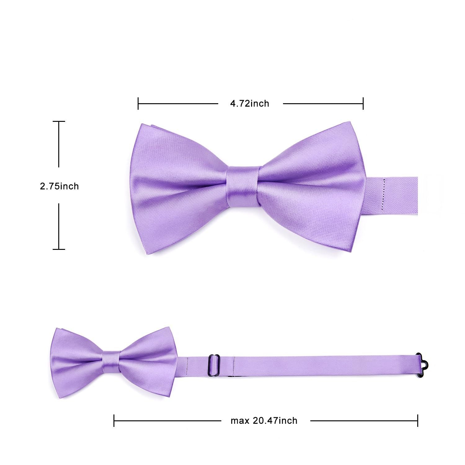 Hisdern Purple Solid Pre-Tied Bow Tie Adjustable For Wedding Party