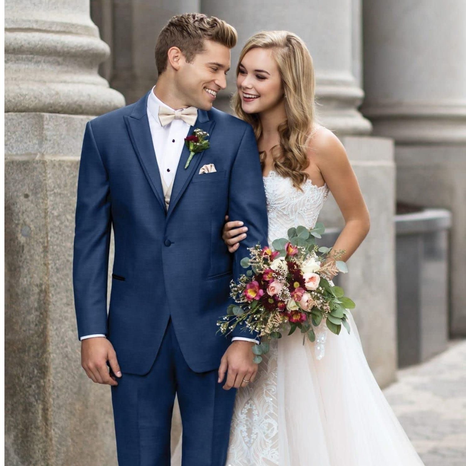 Solid Bow Tie & Pocket Square - B1-CHAMPAGNE