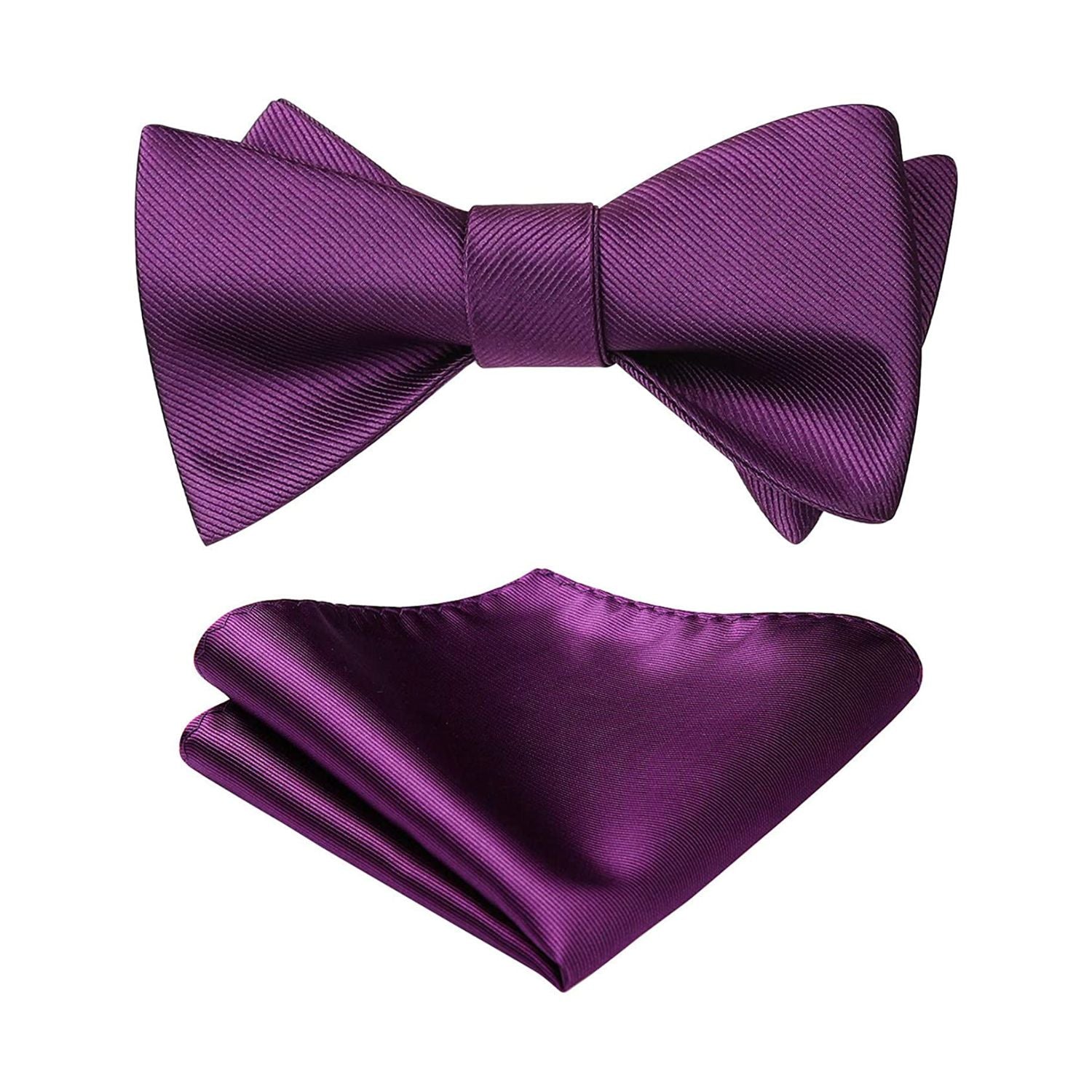Solid Bow Tie & Pocket Square - K1-PURPLE
