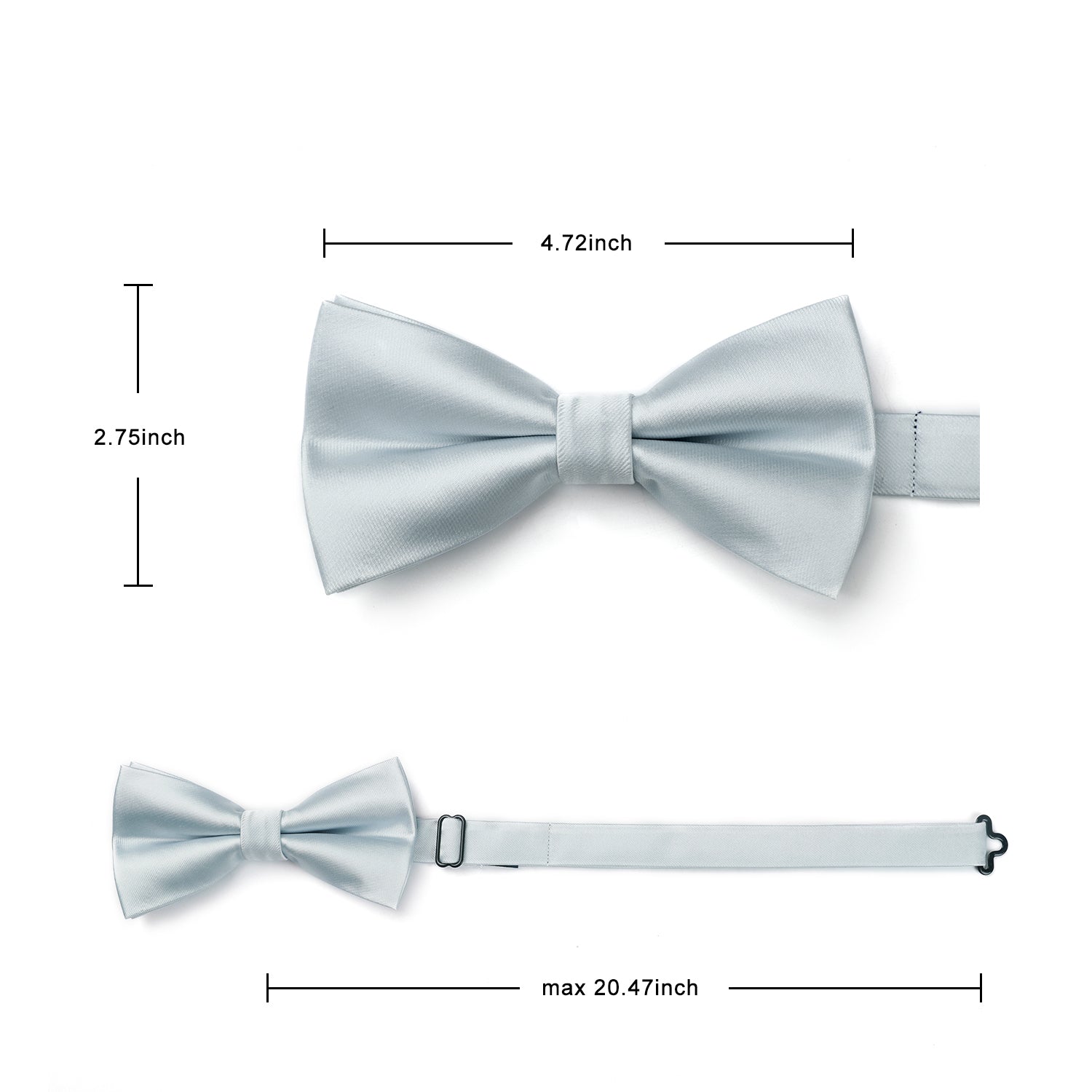 Solid Pre-Tied Bow Tie - SILVER-1