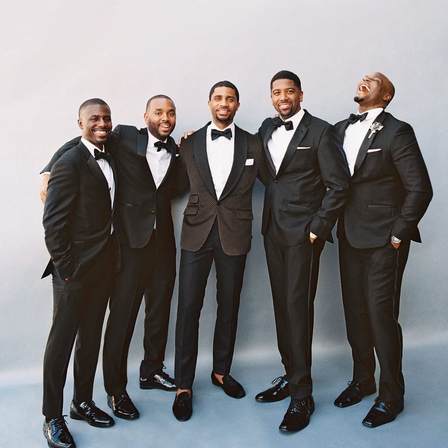 Solid Pre-Tied Bow Tie & Pocket Square - L-BLACK 1