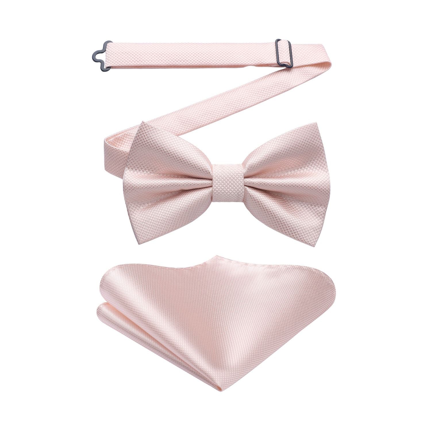 Solid Pre-Tied Bow Tie & Pocket Square - K-LIGHT PINK