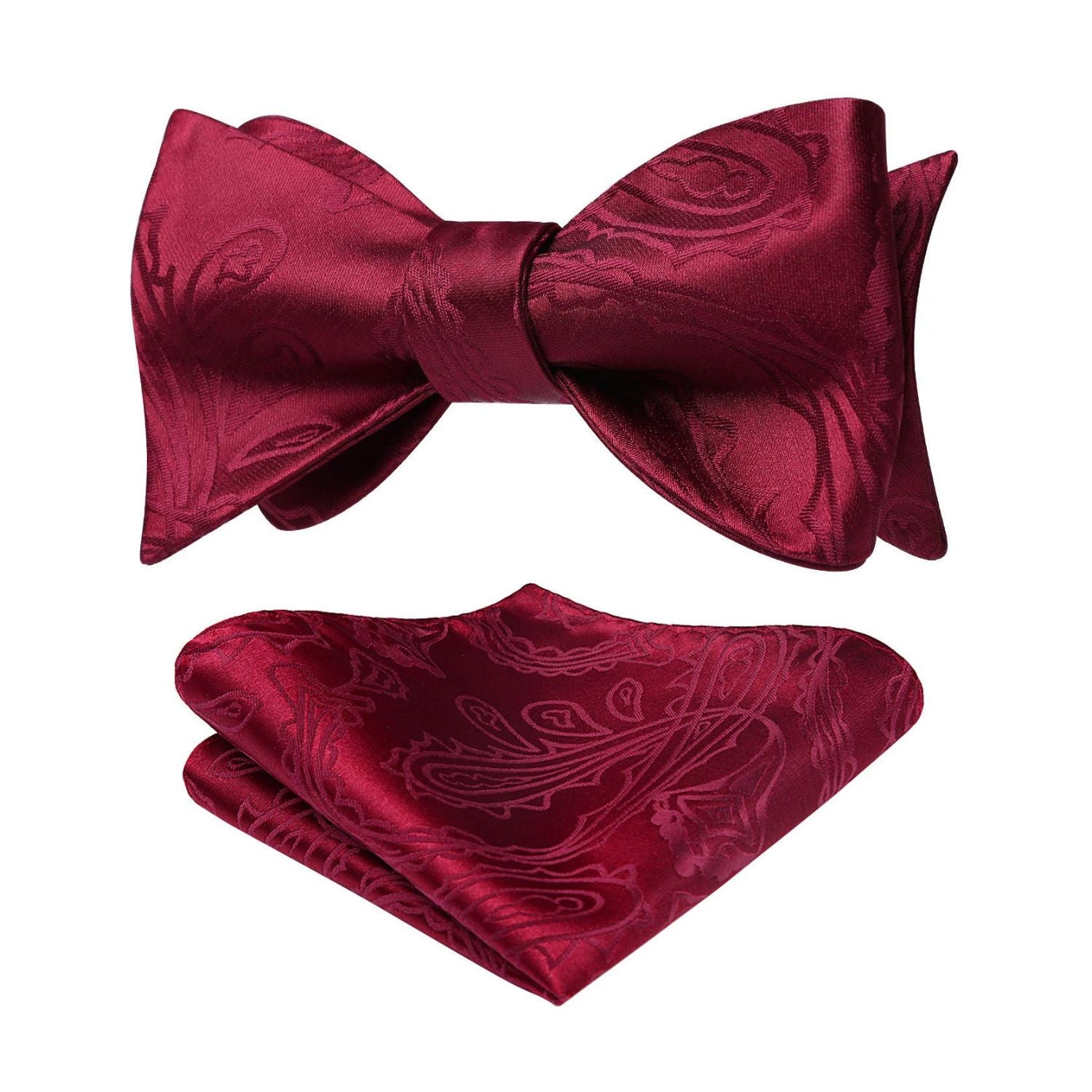 Paisley Bow Tie & Pocket Square - D-BURGUNDY