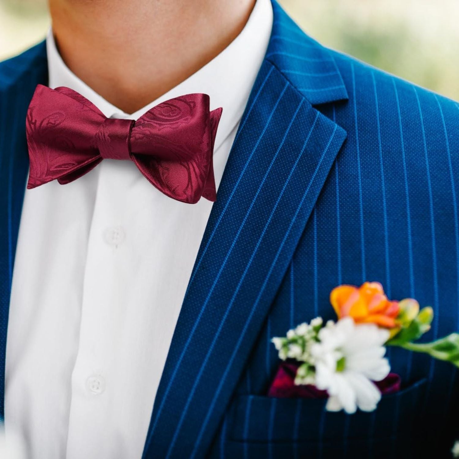Paisley Bow Tie & Pocket Square - D-BURGUNDY