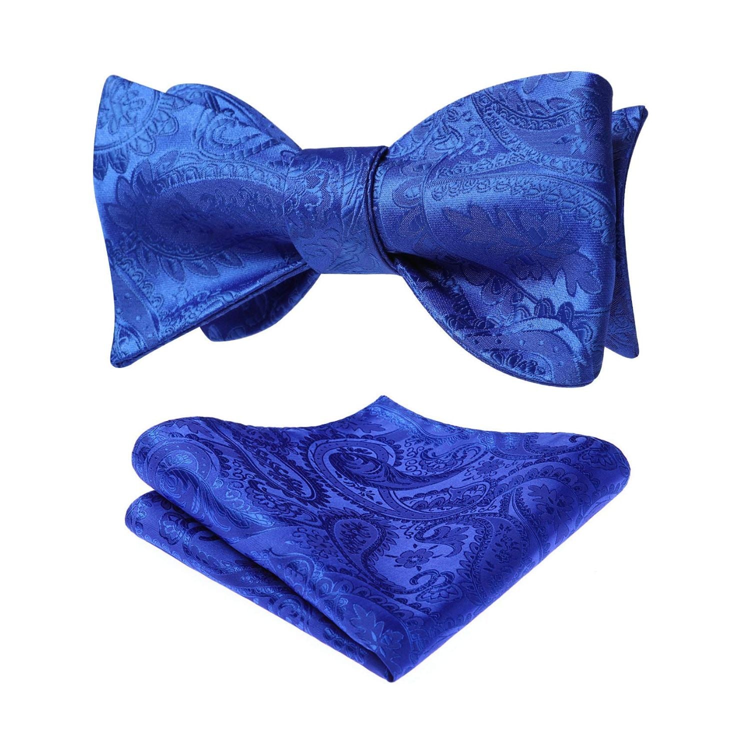 Floral Paisley Bow Tie & Pocket Square Sets - C-BLUE