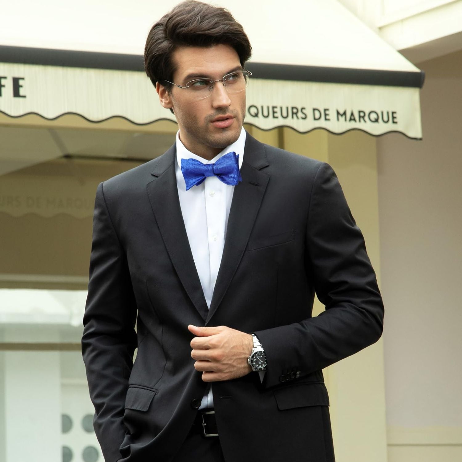 Floral Paisley Bow Tie & Pocket Square Sets - C-BLUE