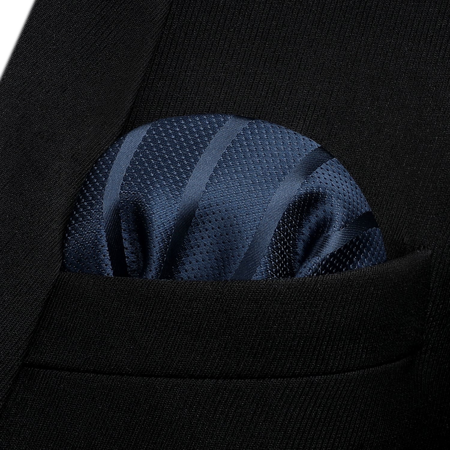 Stripe Bow Tie & Pocket Square - NAVY BLUE