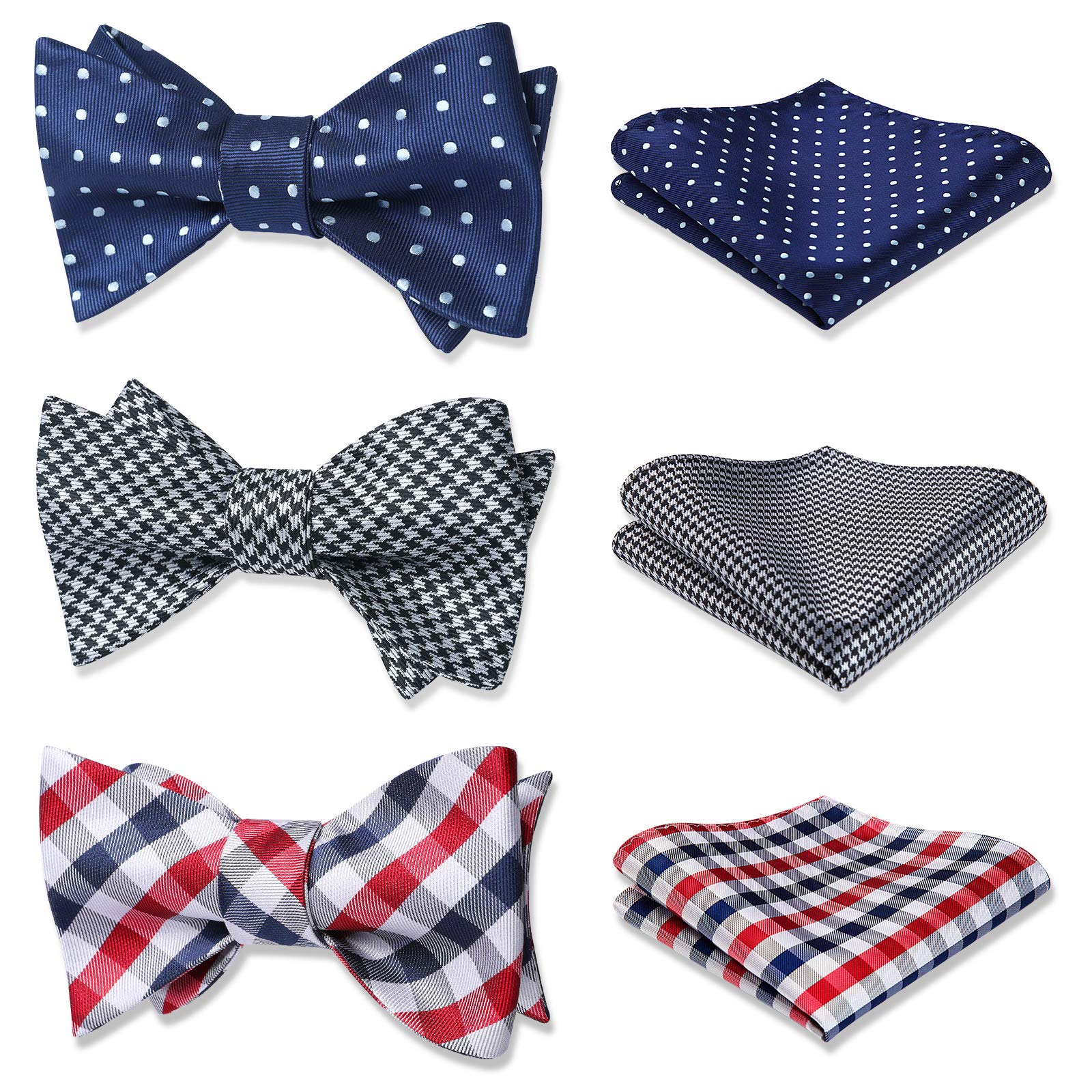 3PCS Mixed Design Bow tie & Pocket Square Sets - B3-01 Christmas Gifts for Men
