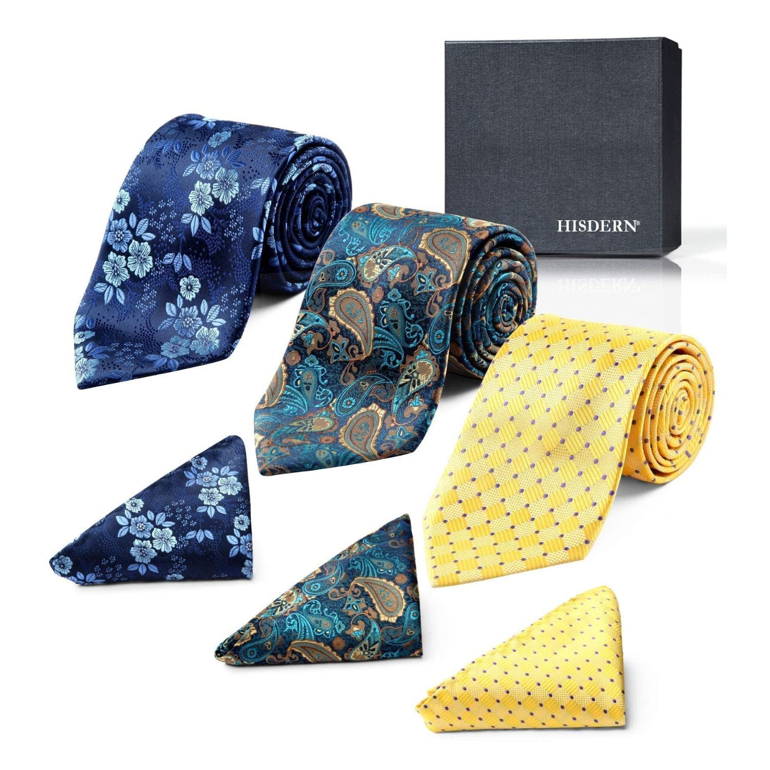 3PCS Tie & Pocket Square Set - T3-08 Christmas Gifts for Men