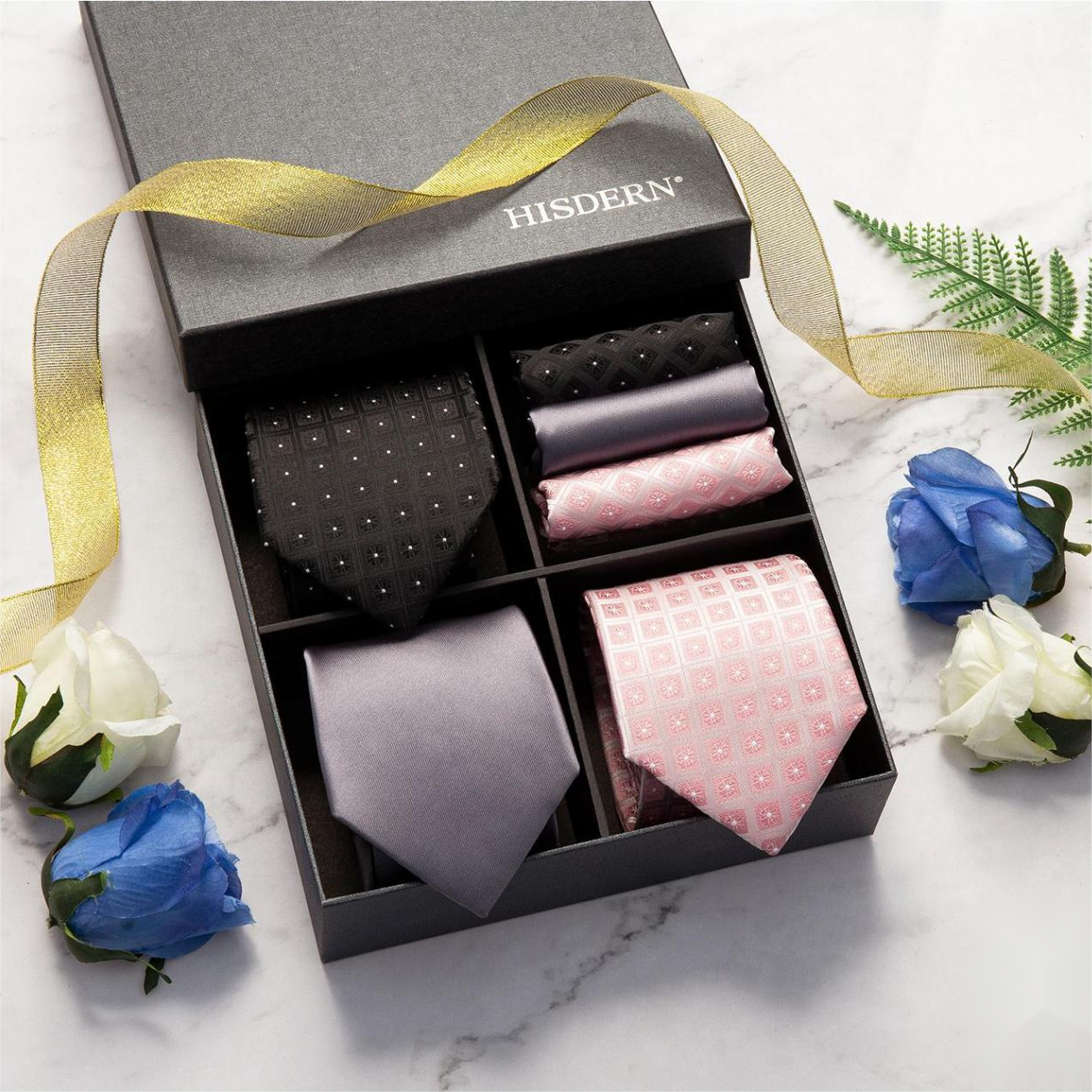 3PCS Tie & Pocket Square Set - TB3010 Christmas Gifts for Men
