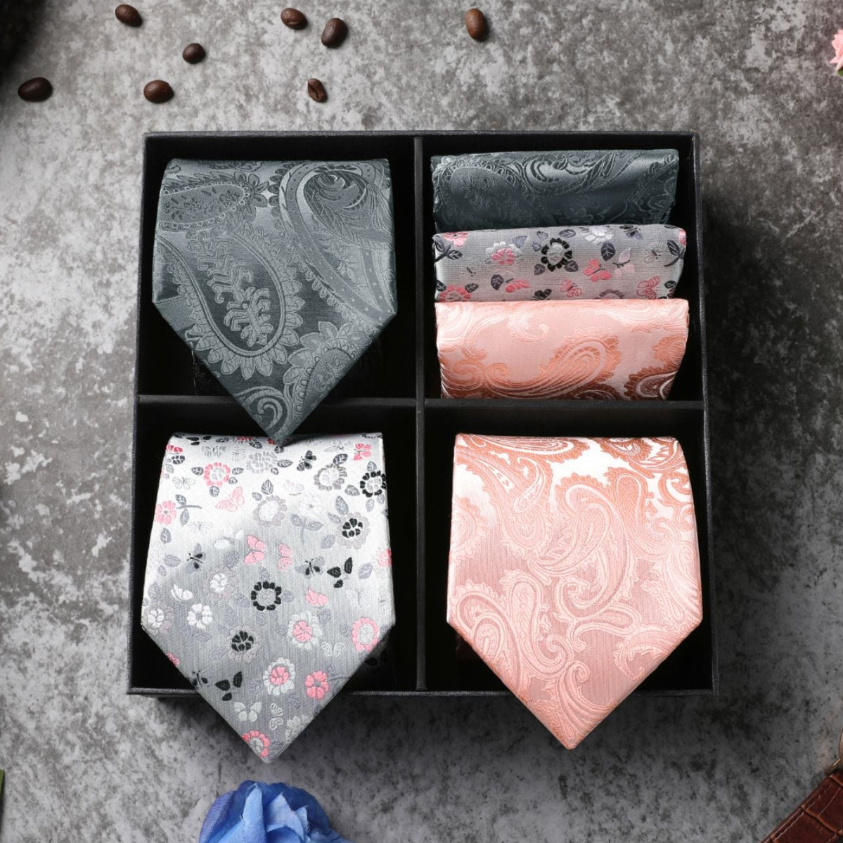 3PCS Tie & Pocket Square Set - 8HT-5S