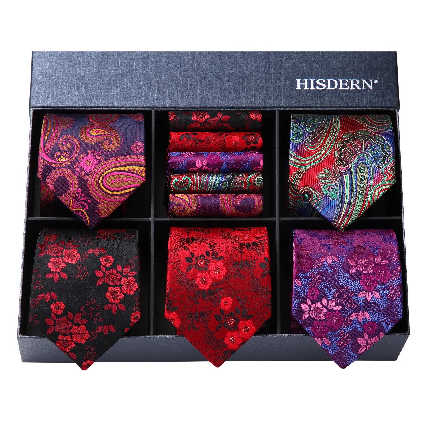 Hisdern 5-Piece Floral Tie Set – Elegant Matching Tie Gift Box